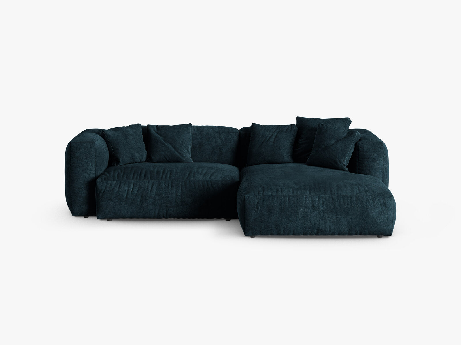 Micadoni Ecksofa Martina 2-Sitzer 90cm Sitztiefe Rechts Samt Vogue Dunkel Petrol