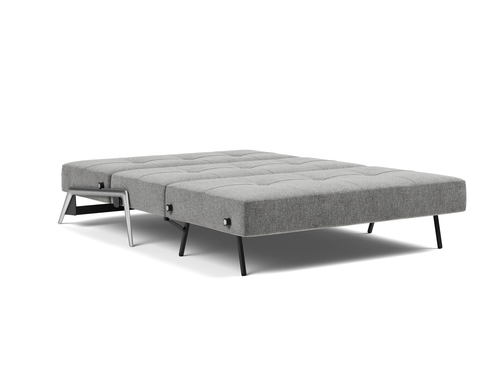 Schlafsofa Cubed 140 Strukturierter Stoff Twist 563-Charcoal Beine Aluminium