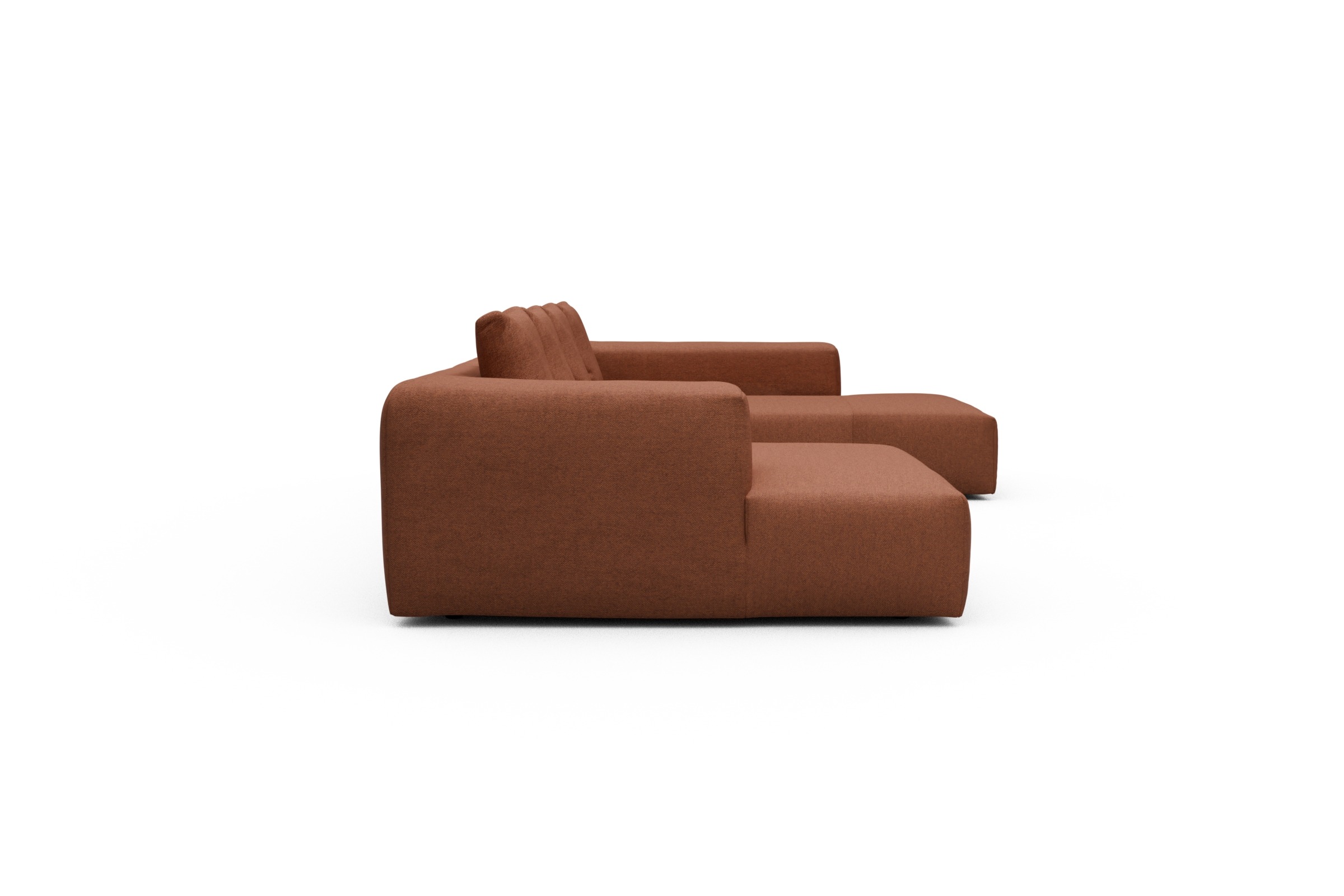 Wohnlandschaft Fred Relax-Ecke rechts mit 2-Sitzer und Chaiselongue links Weda-Rust