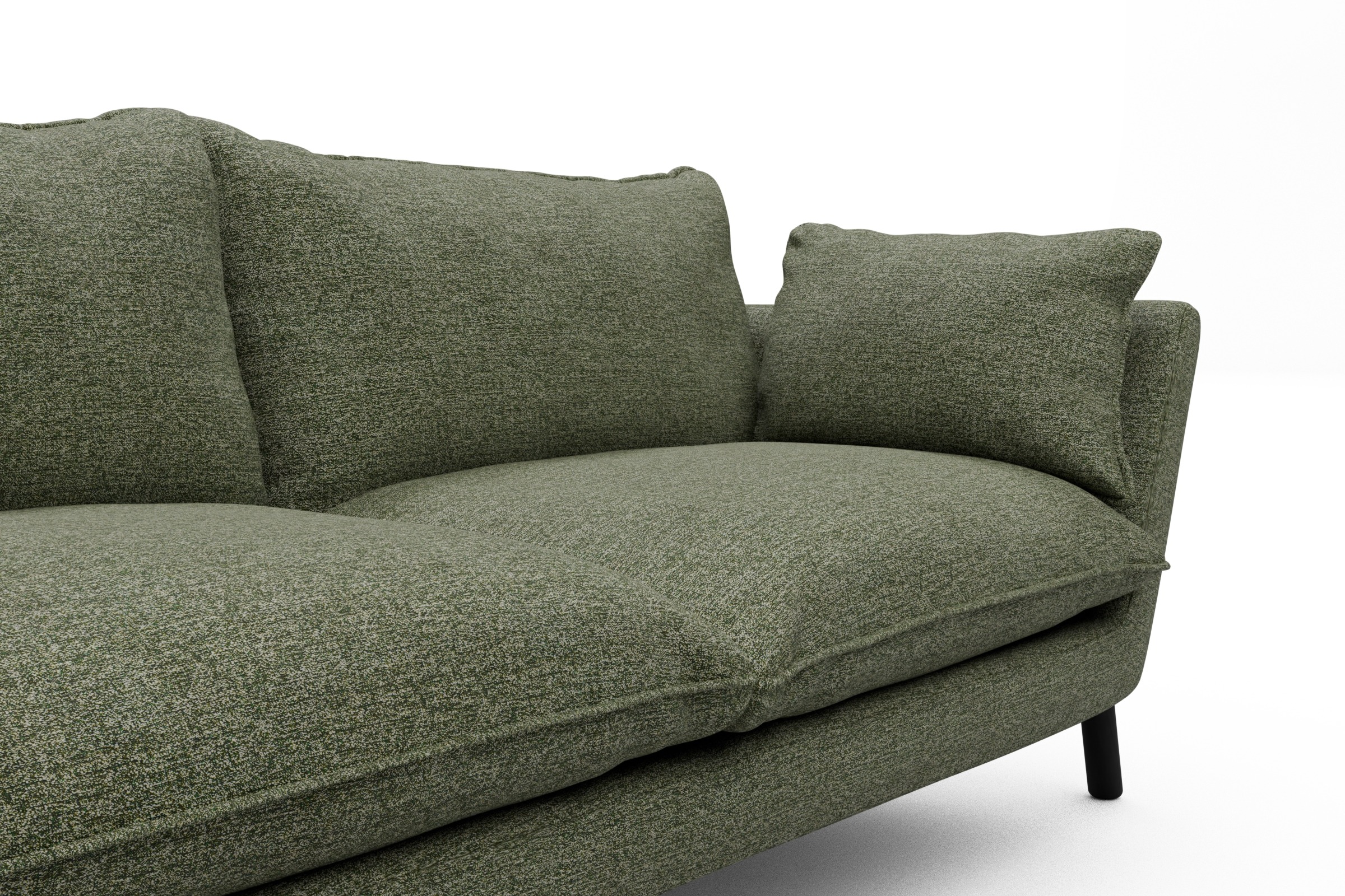 Sofa Emil PREMIUM 2-Sitzer Beinfarbe Eiche Schwarz Carreno-Vivid-Green