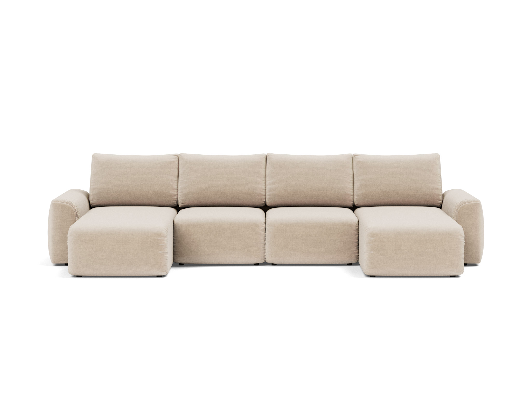 Schlafsofa Norum U-Form mit Chunky-Armlehnen Chenille Esina 410-Almond-Beige