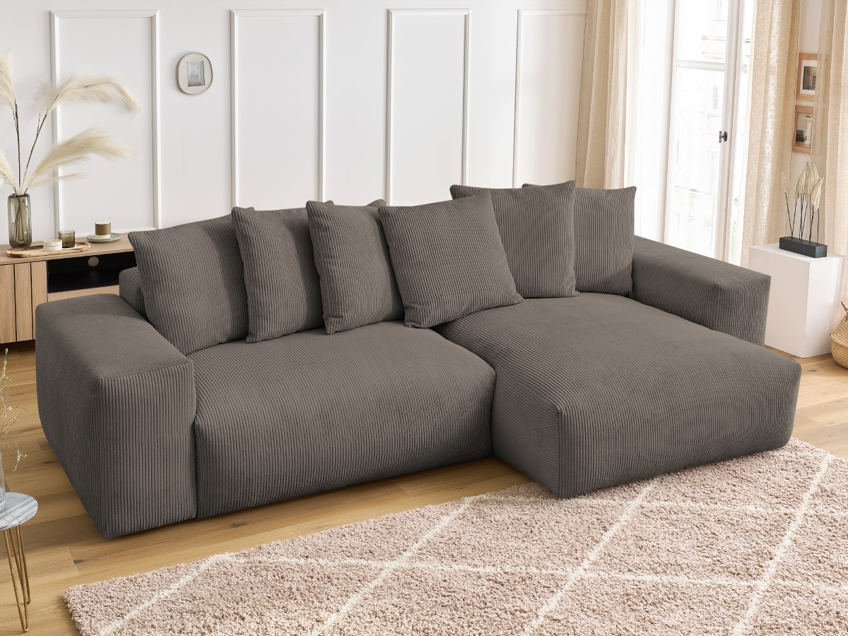 Bobochic Voltaire Ecksofa 310 × 174 cm Cordsamt Taupe