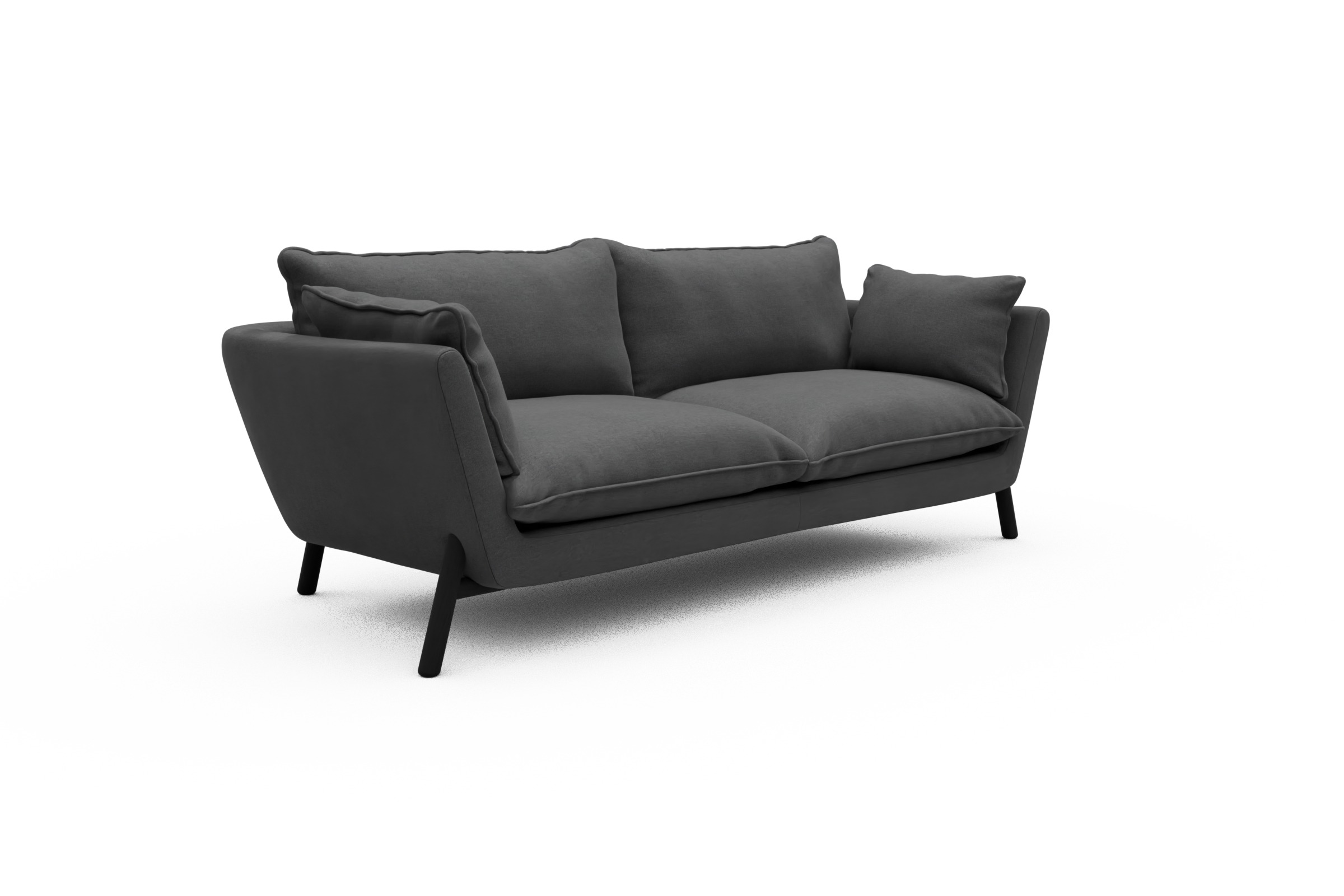 Sofa Emil PREMIUM 3-Sitzer Beinfarbe Eiche Schwarz Satya-Zinc
