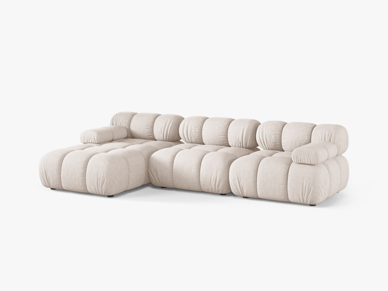 Micadoni Modulares Ecksofa Bellis 4-Sitzer Links Strukturierter Stoff Liberty Beige