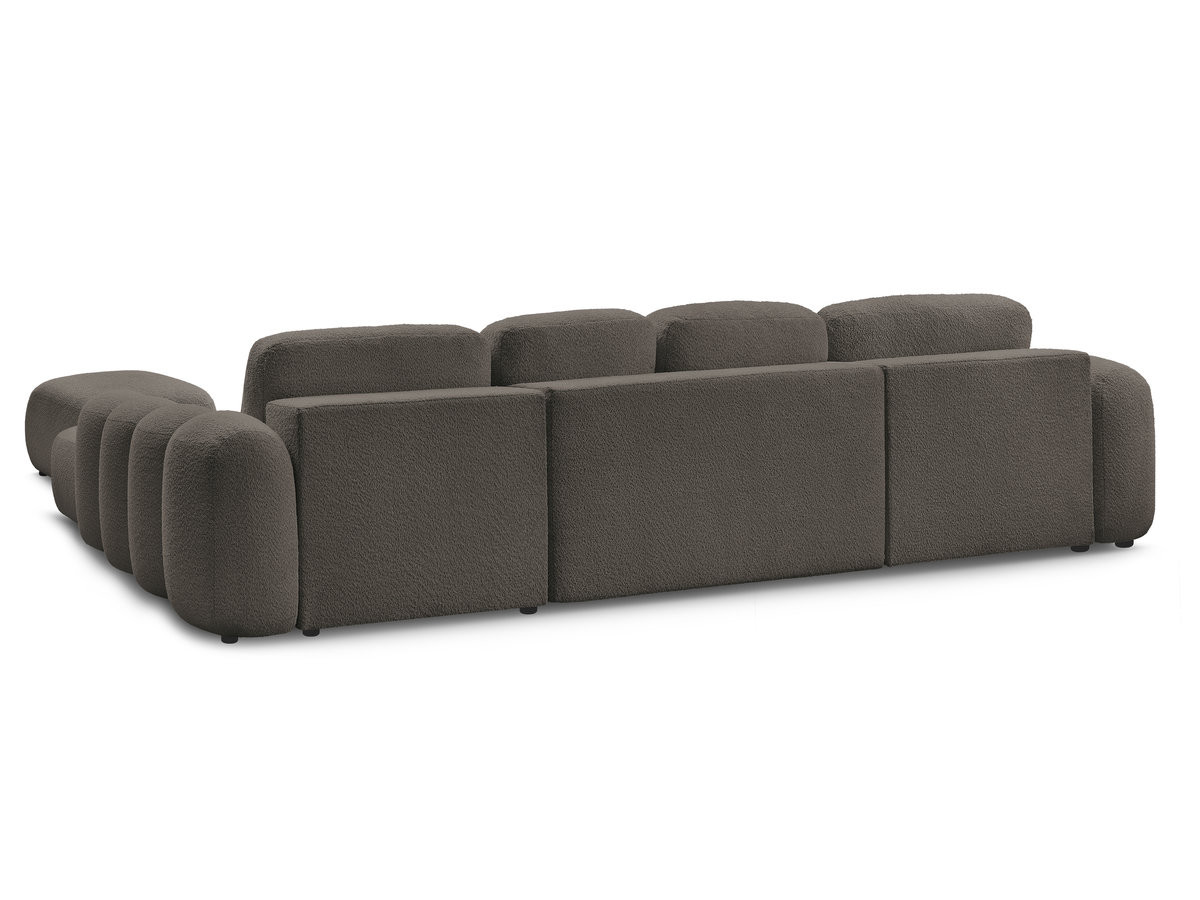 Bobochic Montaigne Wohnlandschaft mit Pouf Bouclé-Stoff Braun Ecke rechts