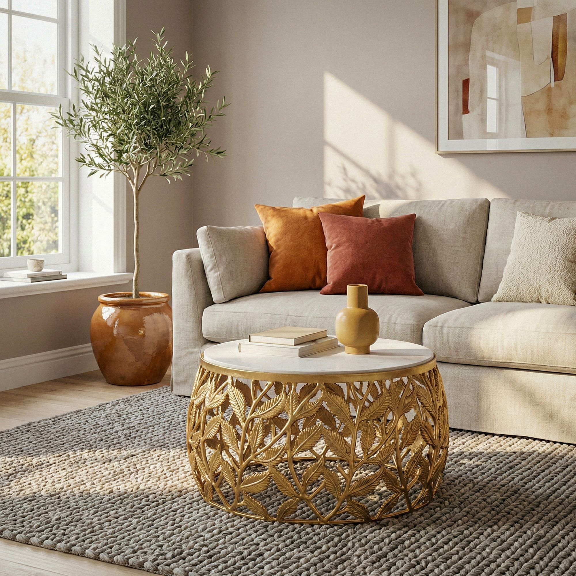Couchtisch Sandane Marmor Gold Höhe 33 cm