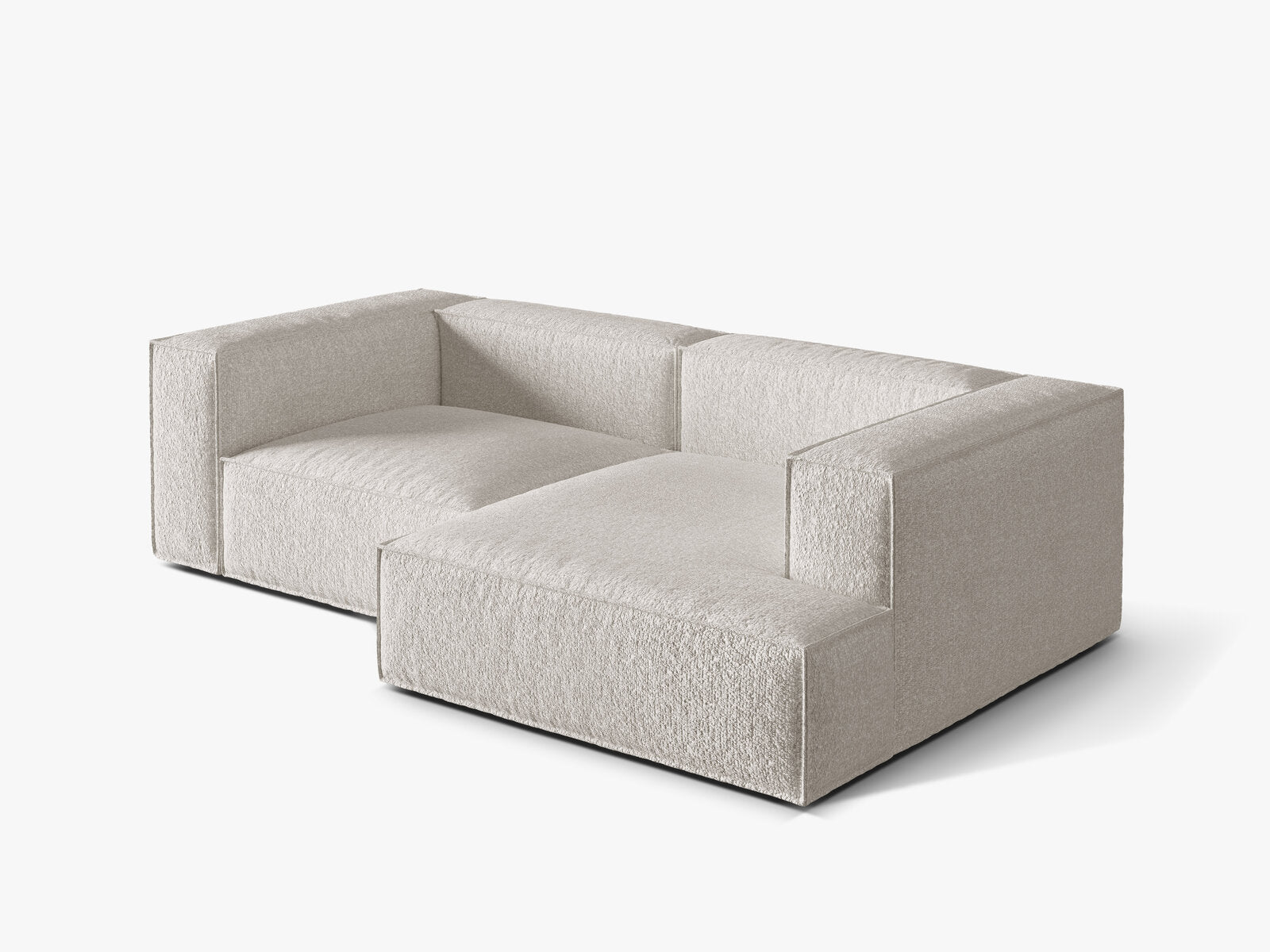 Micadoni Ecksofa Nuria 3-Sitzer Rechts Boucle Grau Beige Melange