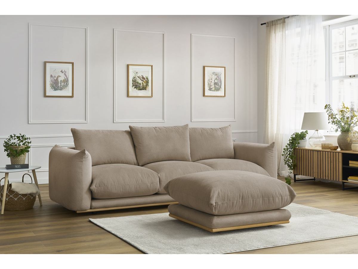 Bobochic Ernest Sofa 4-Sitzer mit Pouf Stoff Taupe