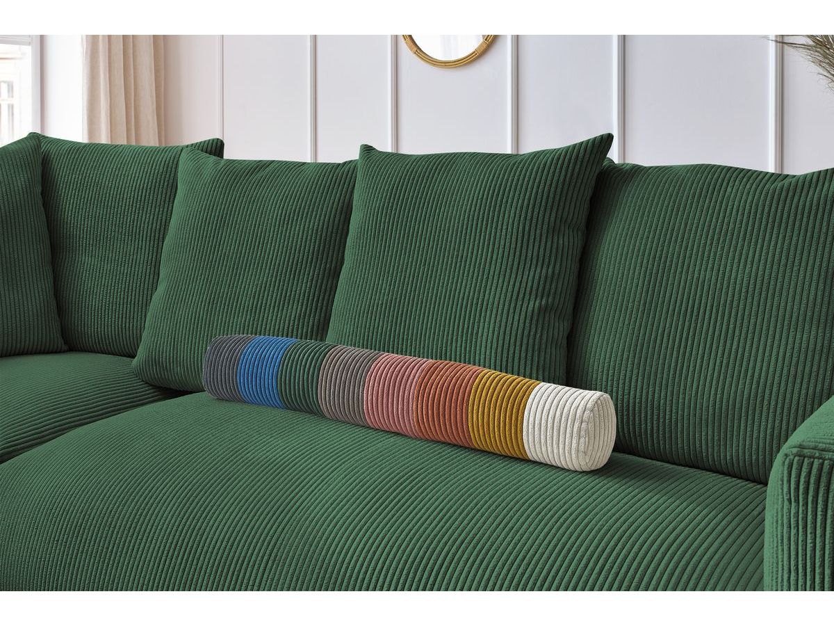Bobochic Voltaire Ecksofa mit Pouf 268 × 214 cm Cordsamt Grün Ecke links