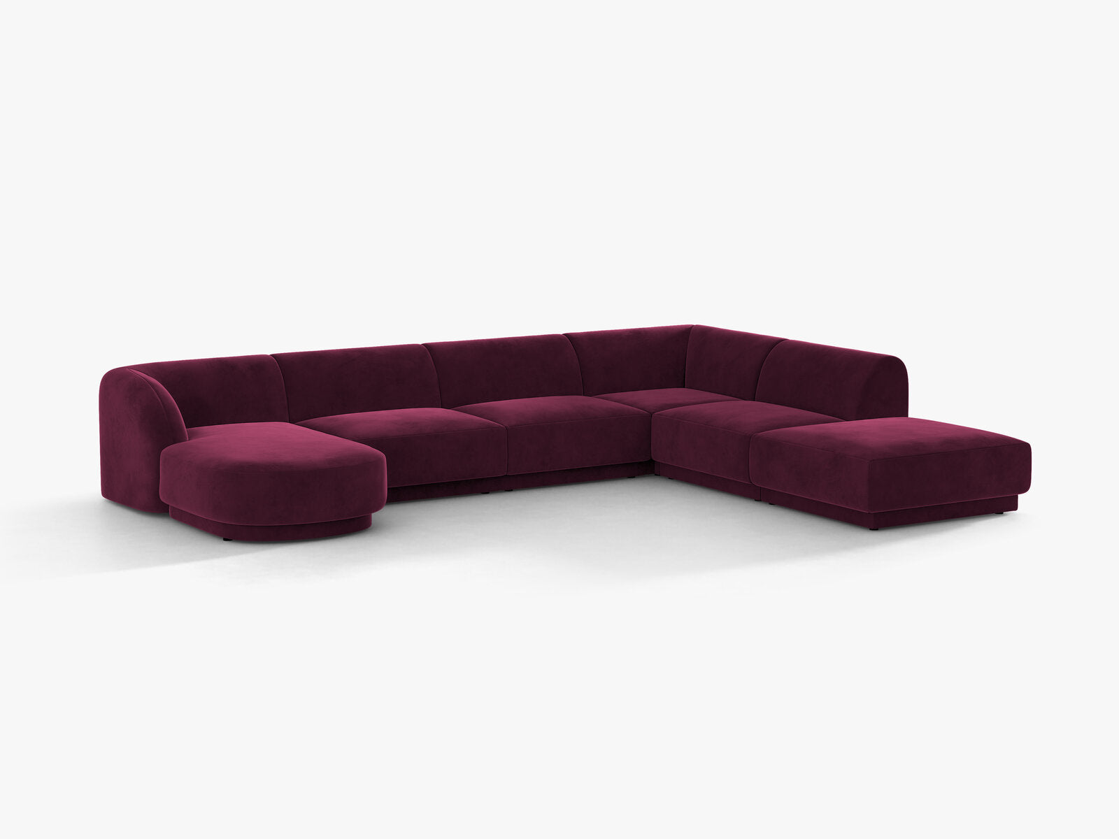 Micadoni Panorama-Ecksofa Miley 6-Sitzer Rechts Samt Venus Burgunder