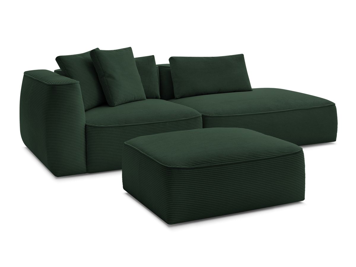 Bobochic Leopold Sofa 4-Sitzer mit Pouf Cordsamt Dunkelgrün Armlehne links