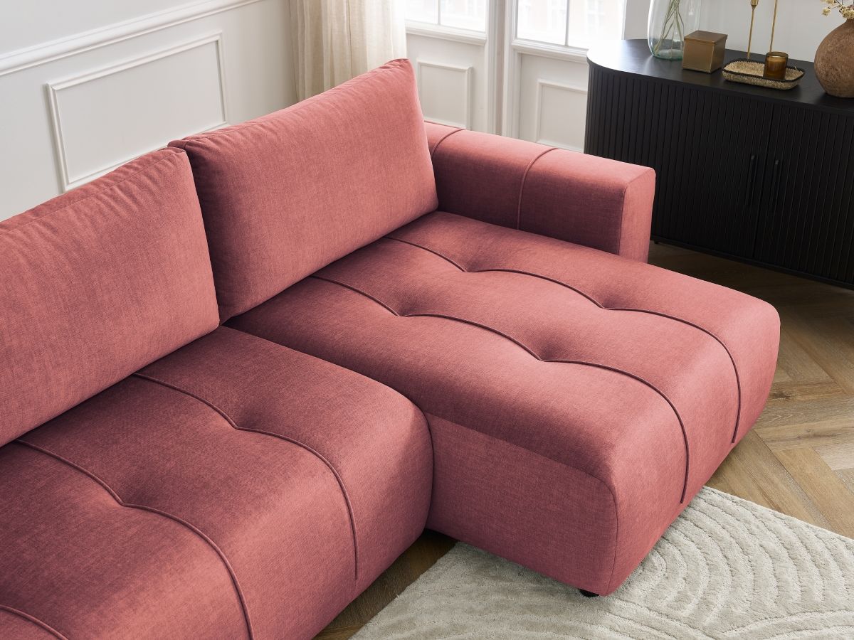 Bobochic Arsene Ecksofa mit Schlaffunktion und Bettkasten 288 × 148 cm Samt Orange