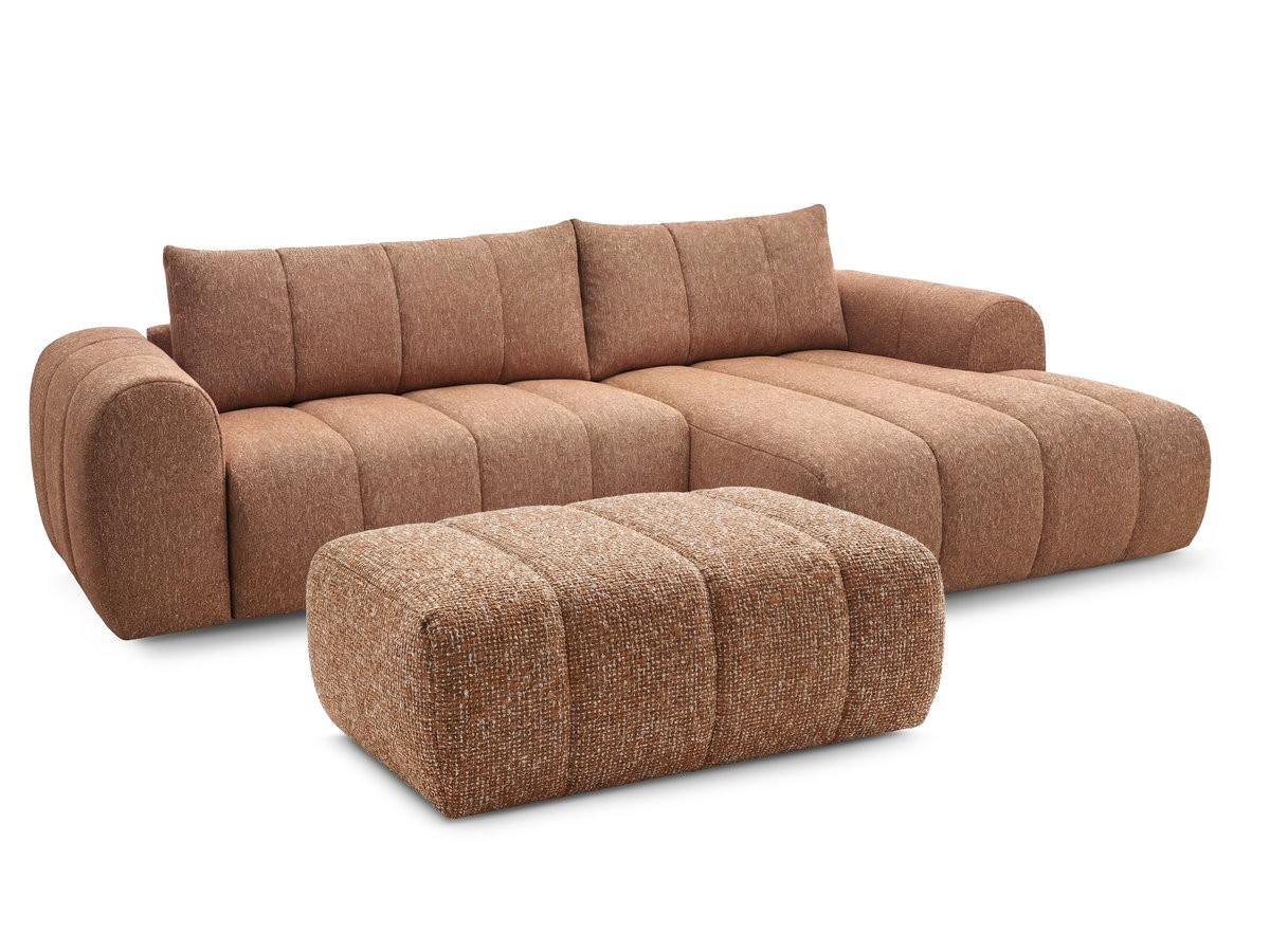 Bobochic Nesty Ecksofa 272 cm mit Pouf Melange-Stoff Orange Ecke rechts
