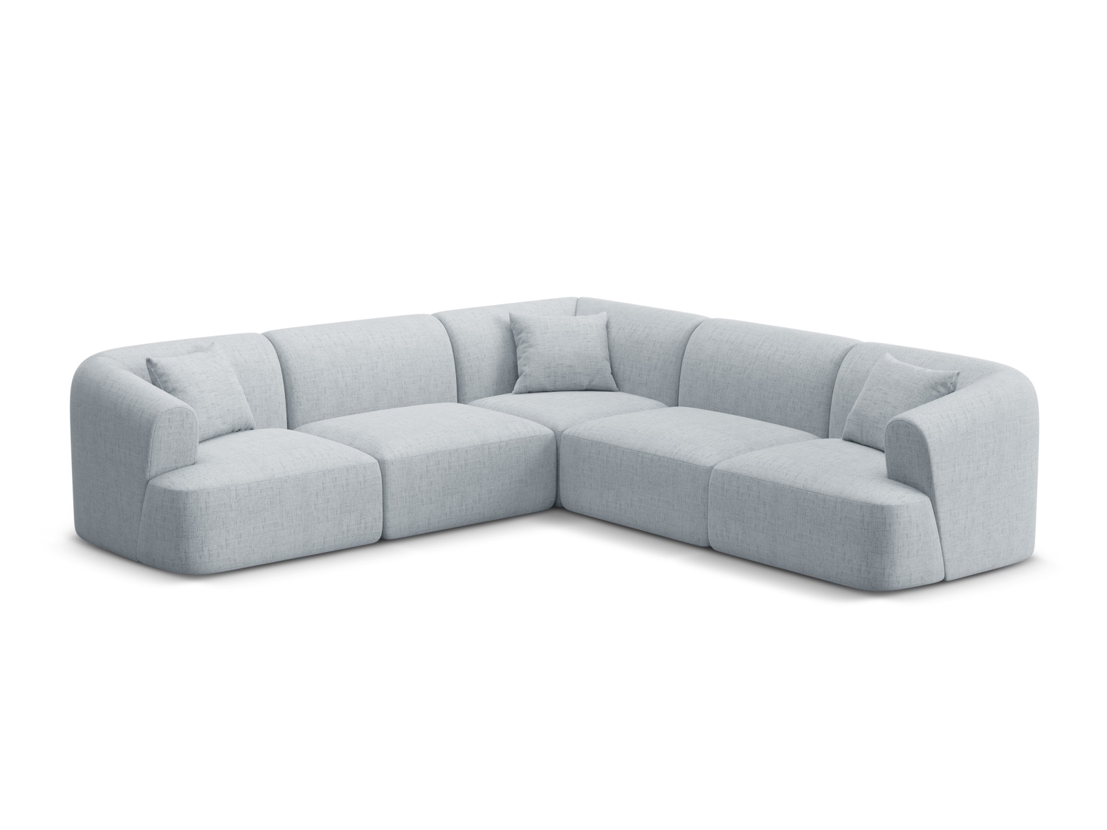 Cosmopolitan Design Symmetrisches Ecksofa Campi 6-Sitzer Strukturierter Stoff Moly Hellgrau