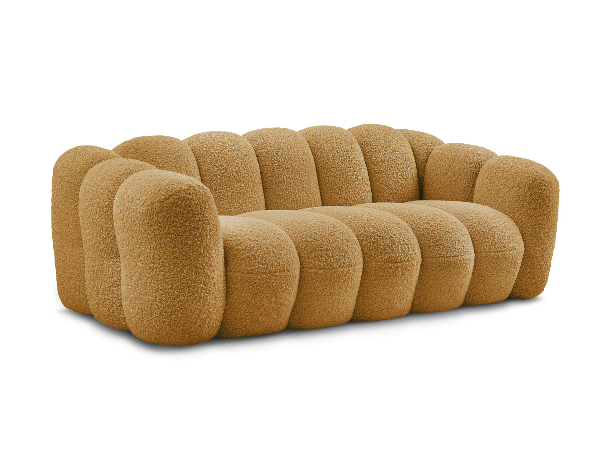 Bobochic Hippolyte Sofa 3-Sitzer Bouclé-Stoff Gelb