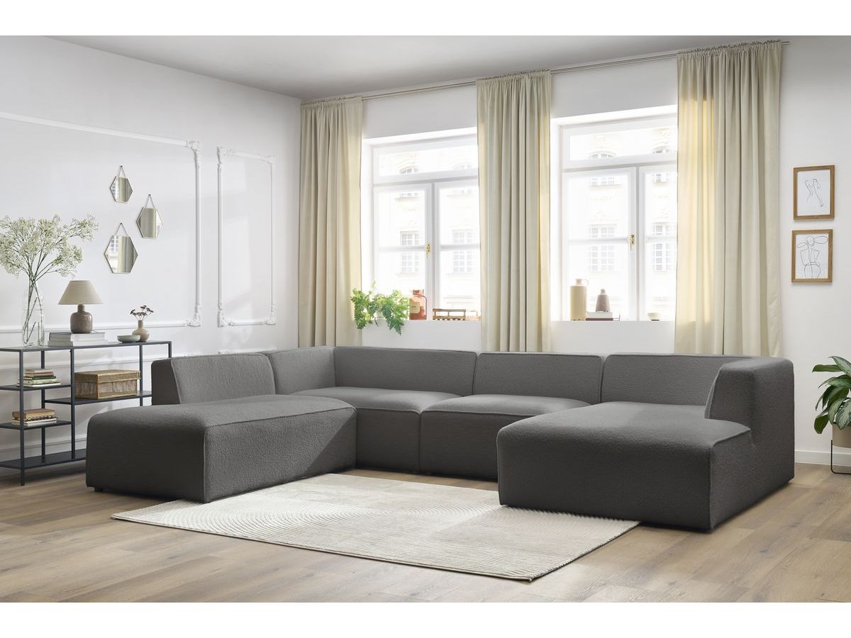 Bobochic Megeve Wohnlandschaft Bouclé-Stoff Dunkelgrau Ecke rechts