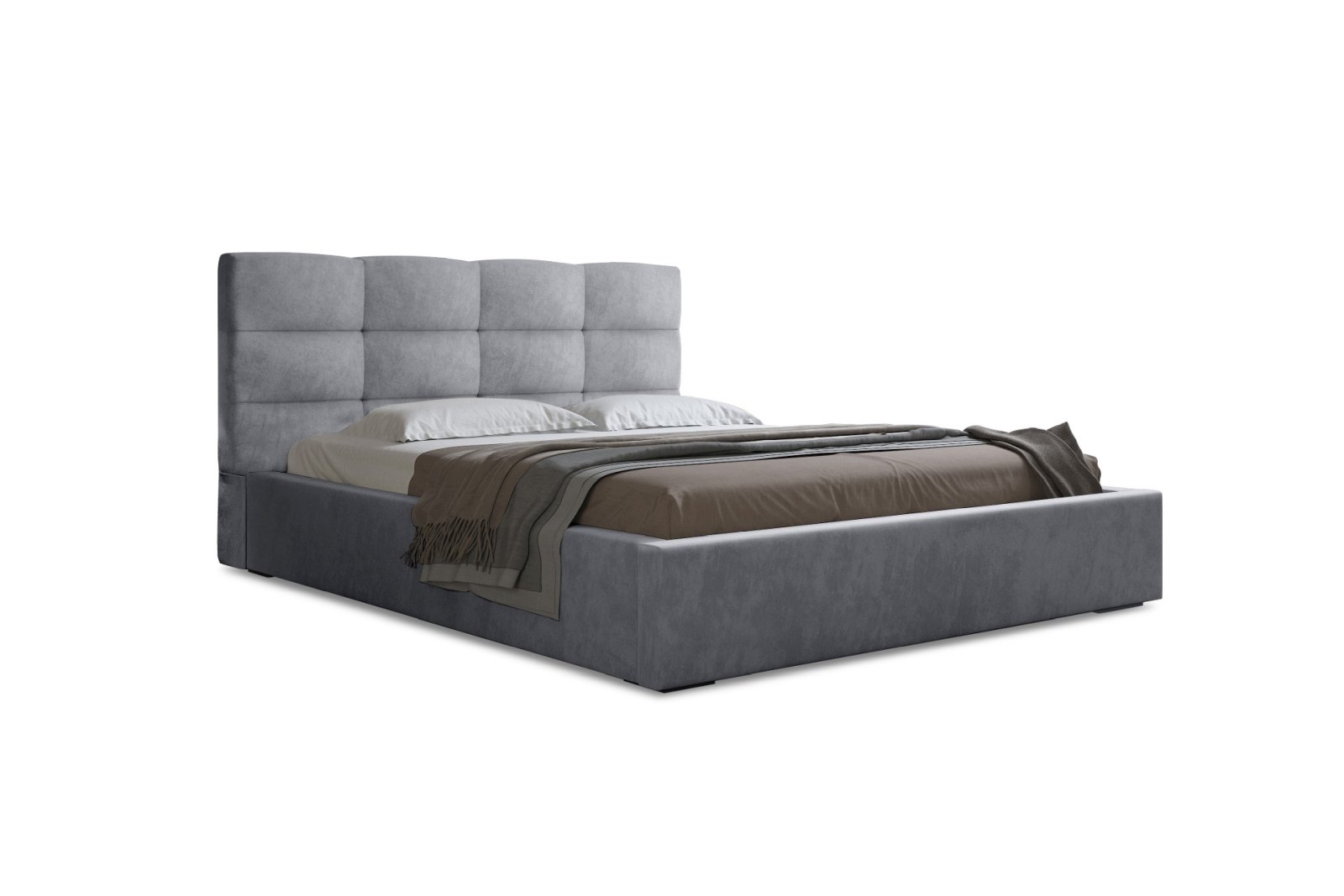 Polsterbett Navo Samtstoff 180x200 mit Metallrahmen Macau Ash