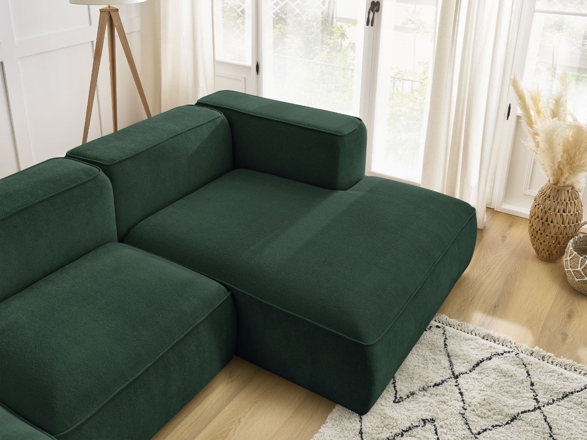 Bobochic Zephyr Ecksofa 349 × 165 cm Strukturstoff Grün Ecke rechts