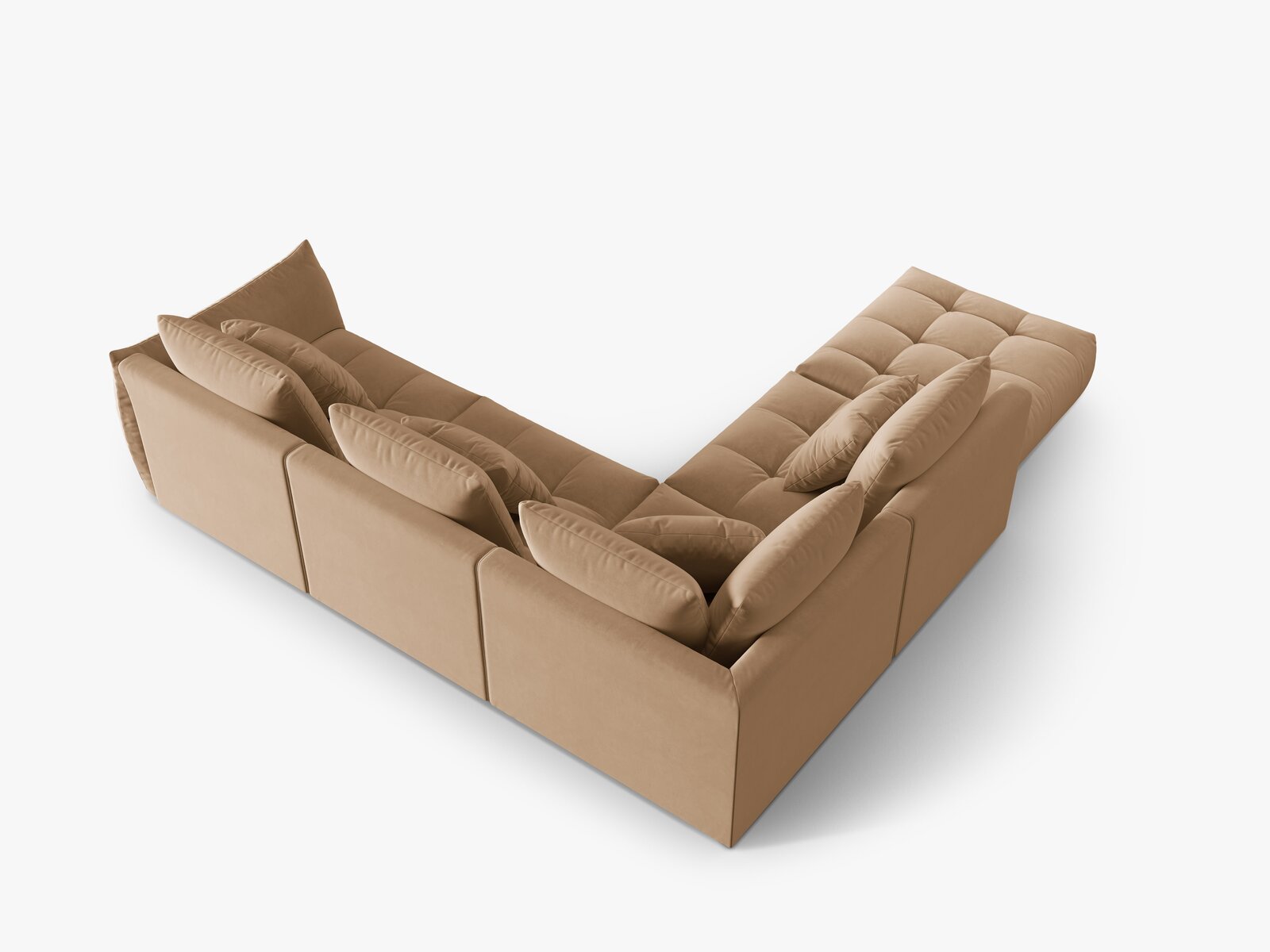 Micadoni Ecksofa Bloom 5-Sitzer Links Samt Sand