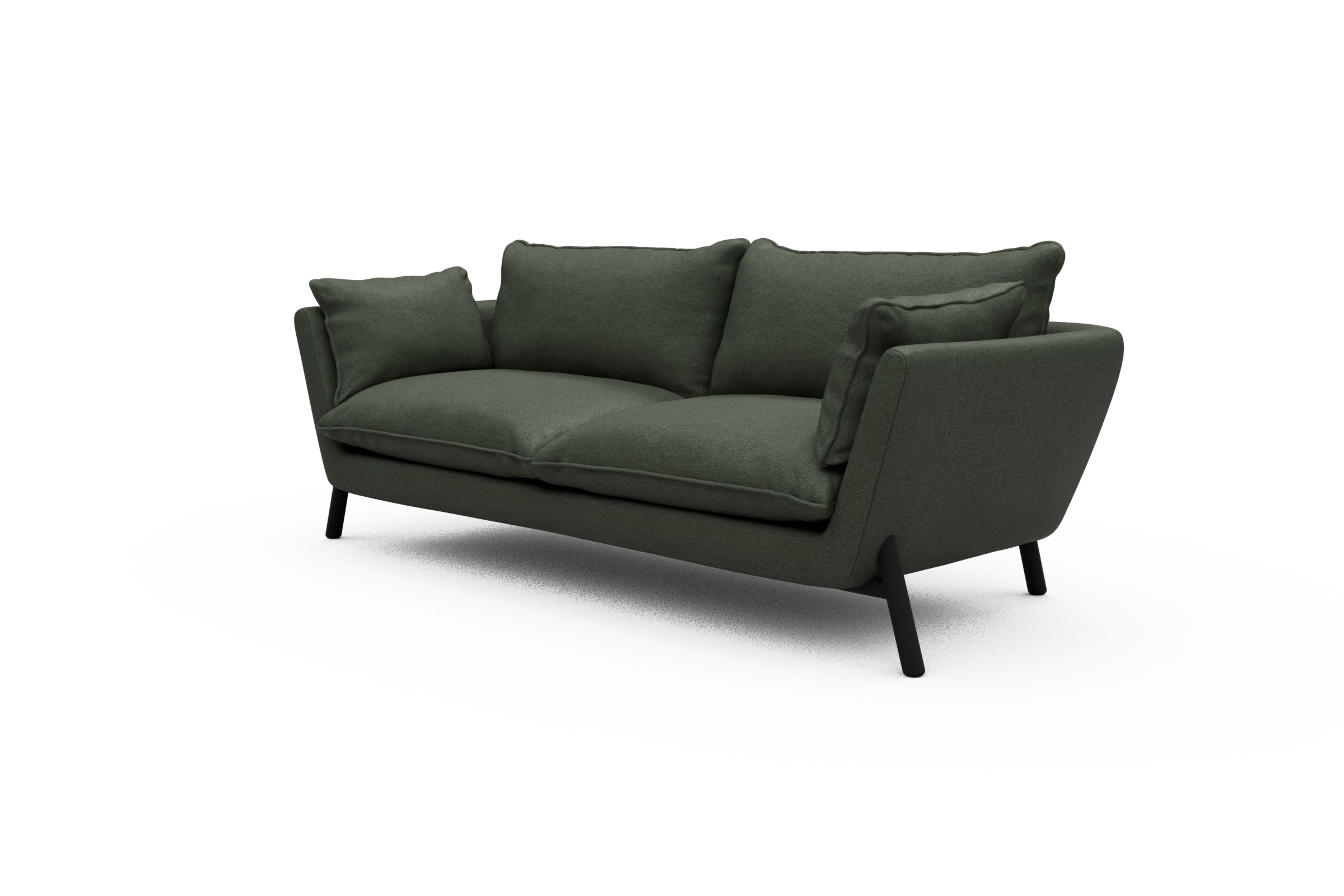 Sofa Emil PREMIUM 3-Sitzer Beinfarbe Eiche Schwarz Denari-Forest-Green