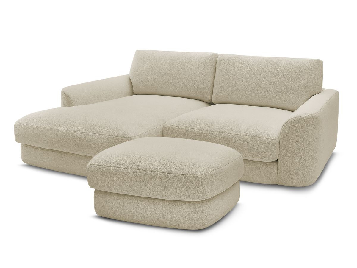Bobochic Leonore Ecksofa mit Pouf Bouclé-Stoff Beige Ecke links
