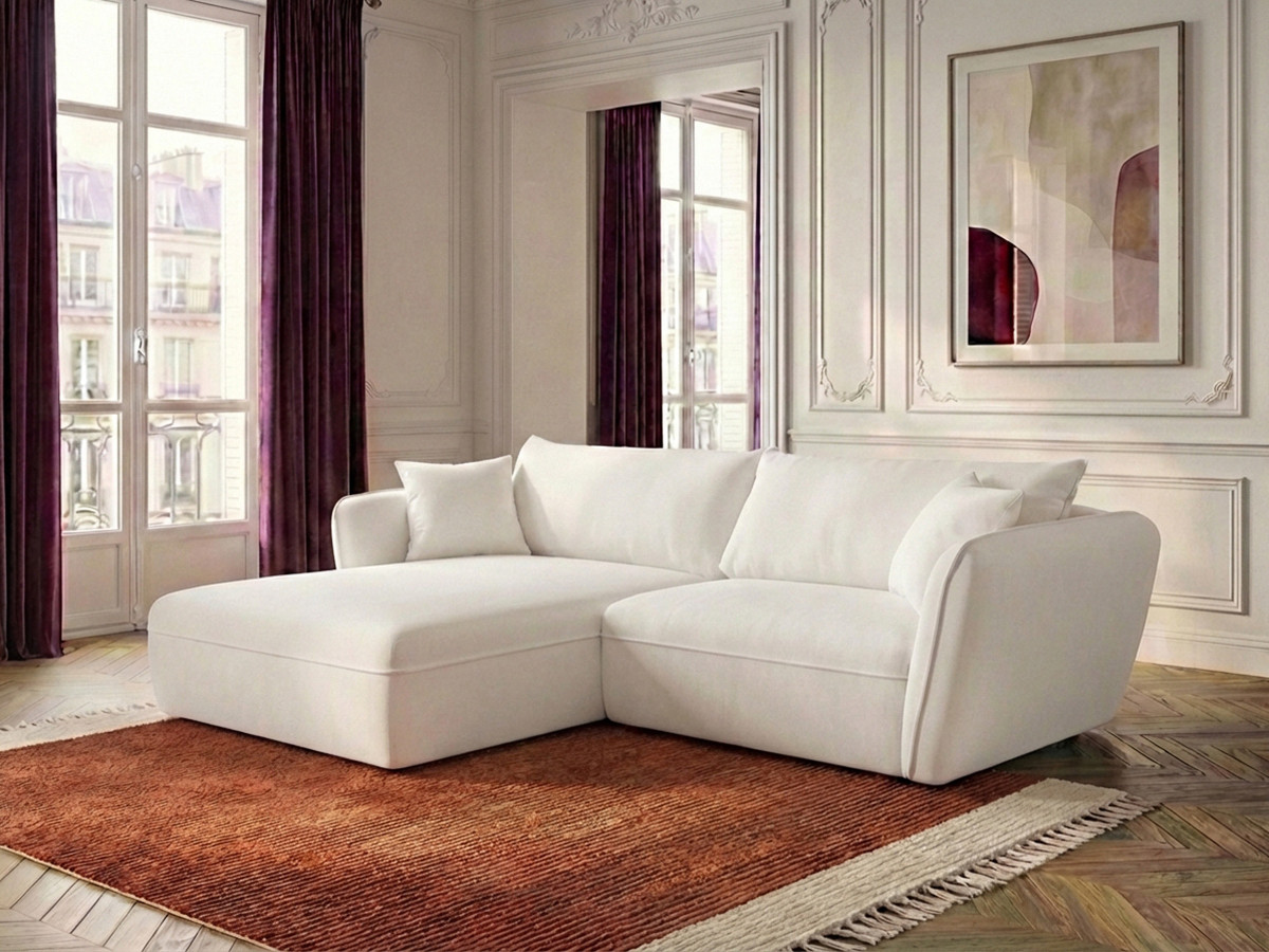 Bobochic Luigi Ecksofa Strukturstoff Weiß Ecke links