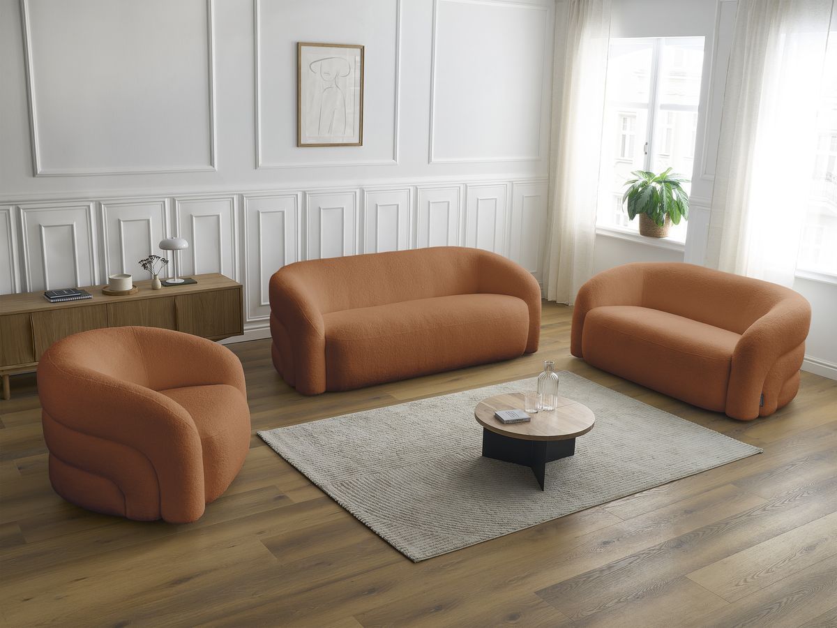 Bobochic Elina Sofa 6-Sitzer Bouclé-Stoff Orange