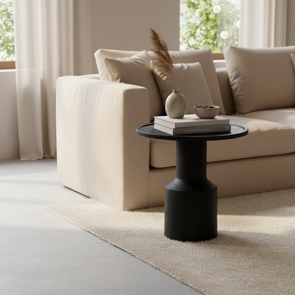 Raw Materials Nero Beistelltisch aus Teakholz Midnight schwarz