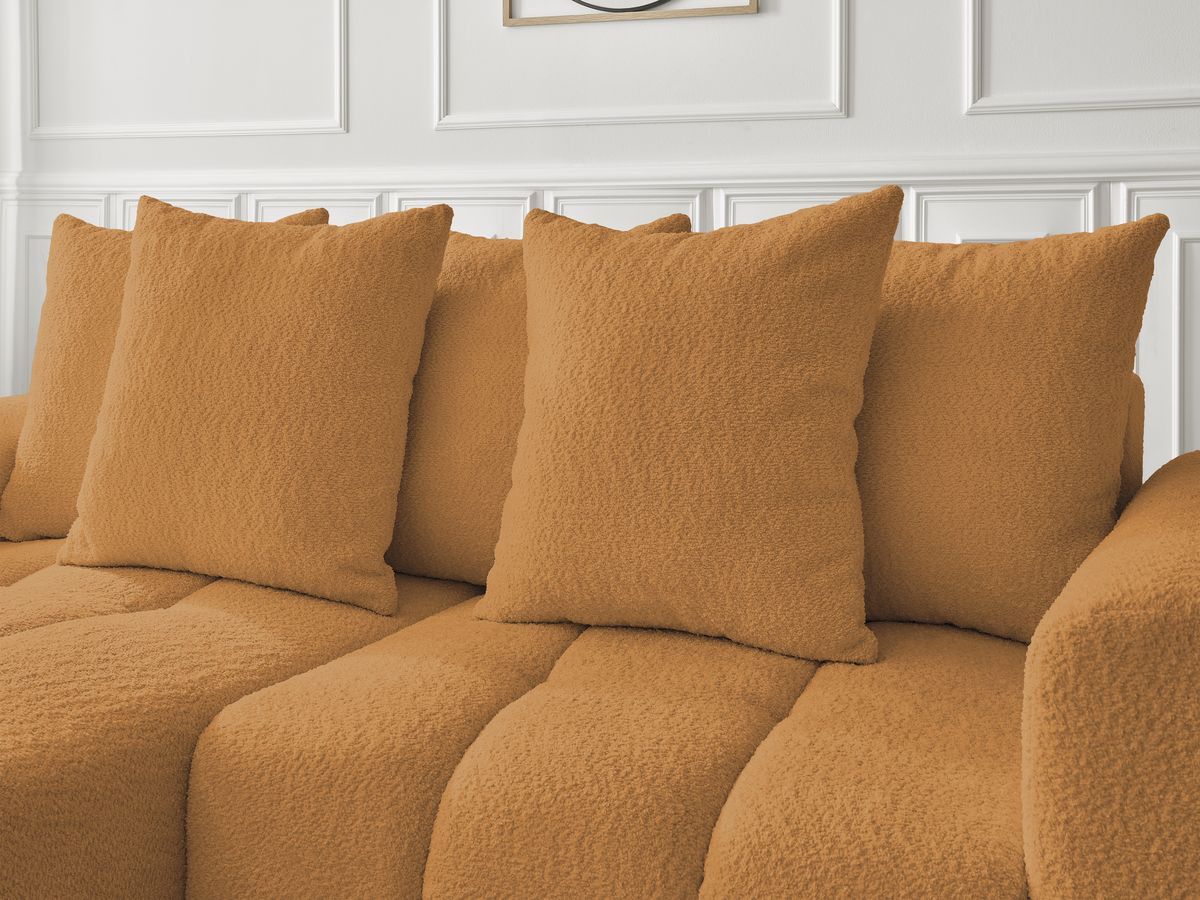 Bobochic Roxelane Ecksofa mit Schlaffunktion und Bettkasten 258 × 150 cm Bouclé-Stoff Gelb Ecke links