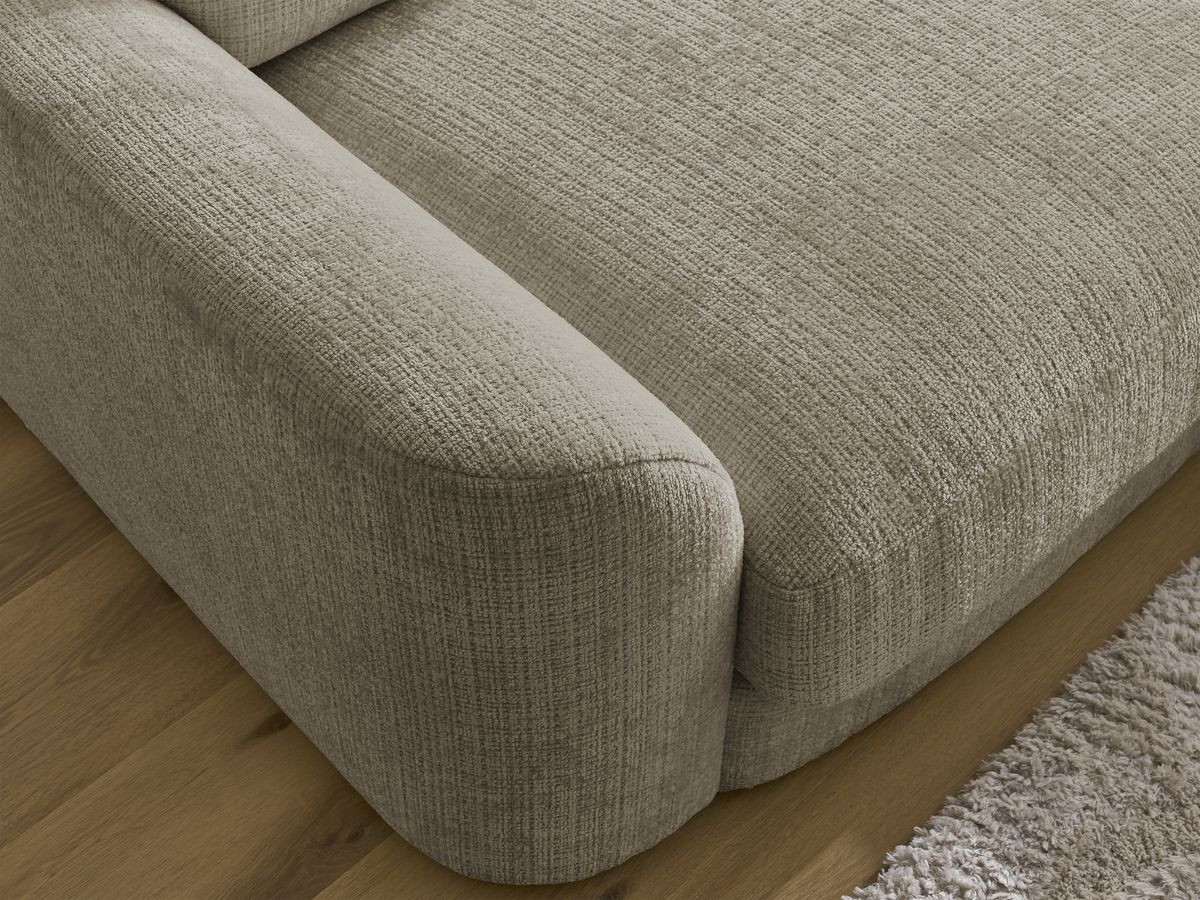 Bobochic Leonore Sofa 3-Sitzer mit Pouf Strukturstoff Taupe