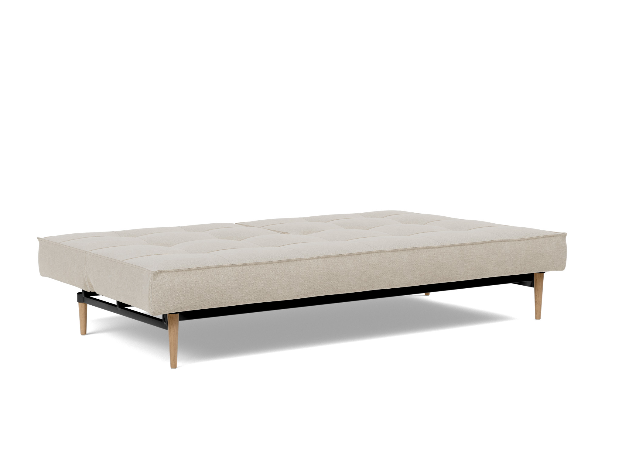 Schlafsofa Splitback Flachgewebe Phobos 586-Latte Beine Styletto Eiche hell