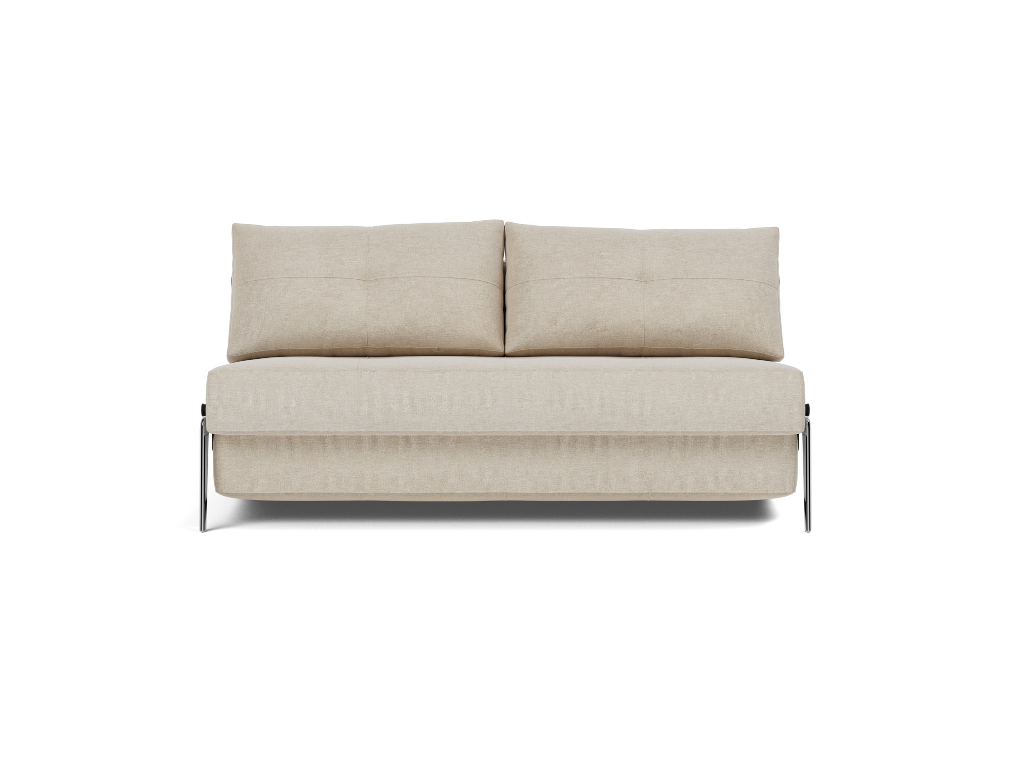 Schlafsofa Cubed 160 Flachgewebe Phobos 586-Latte Beine Aluminium