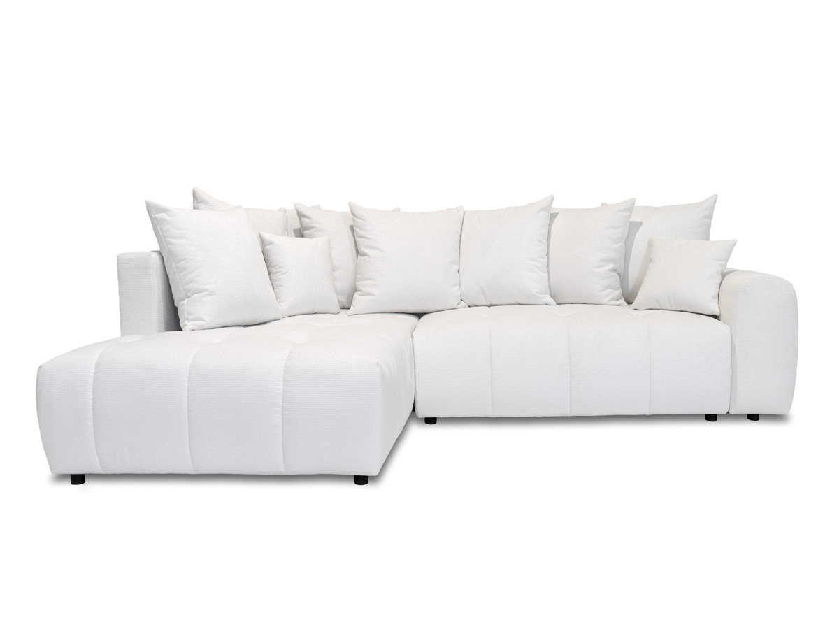 Bobochic Roxelane Ecksofa mit Schlaffunktion und Bettkasten Melange-Stoff Weiß Ecke links