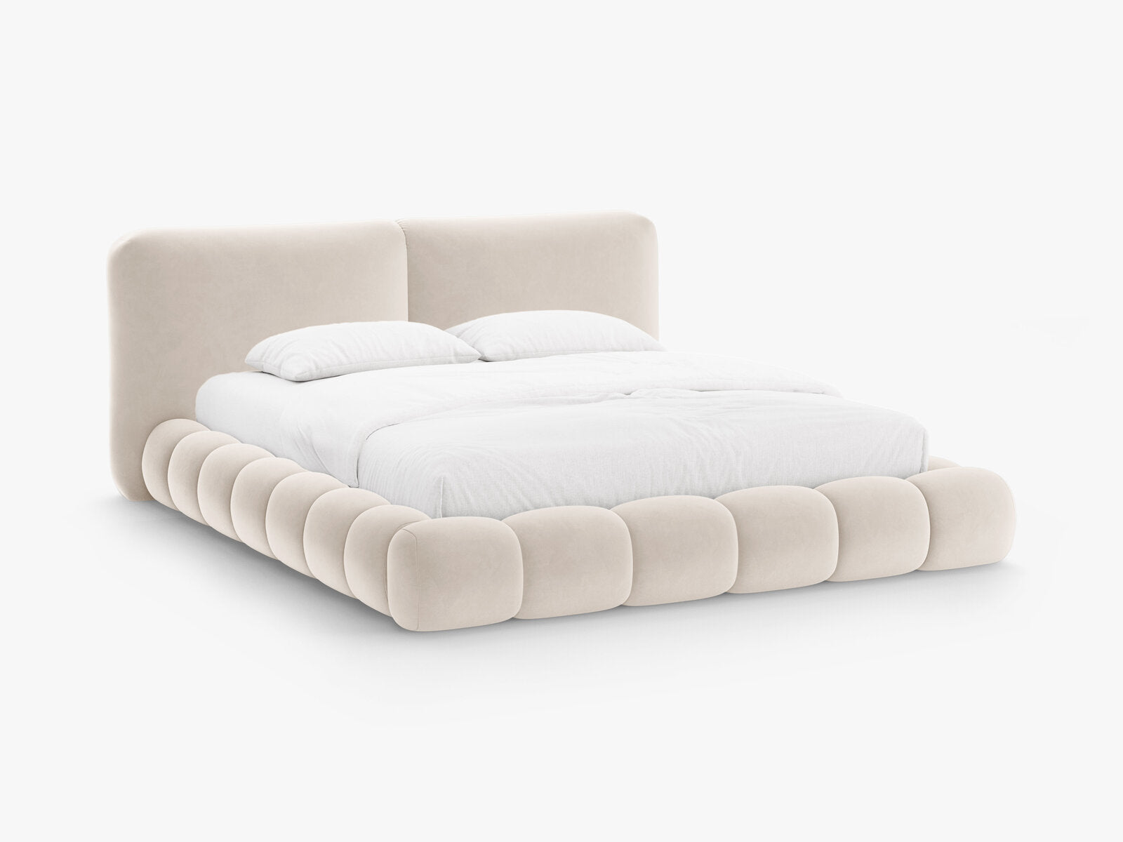 Micadoni Stauraumbett mit Kopfteil Solange Samt Magic Velvet Elfenbein 140x200