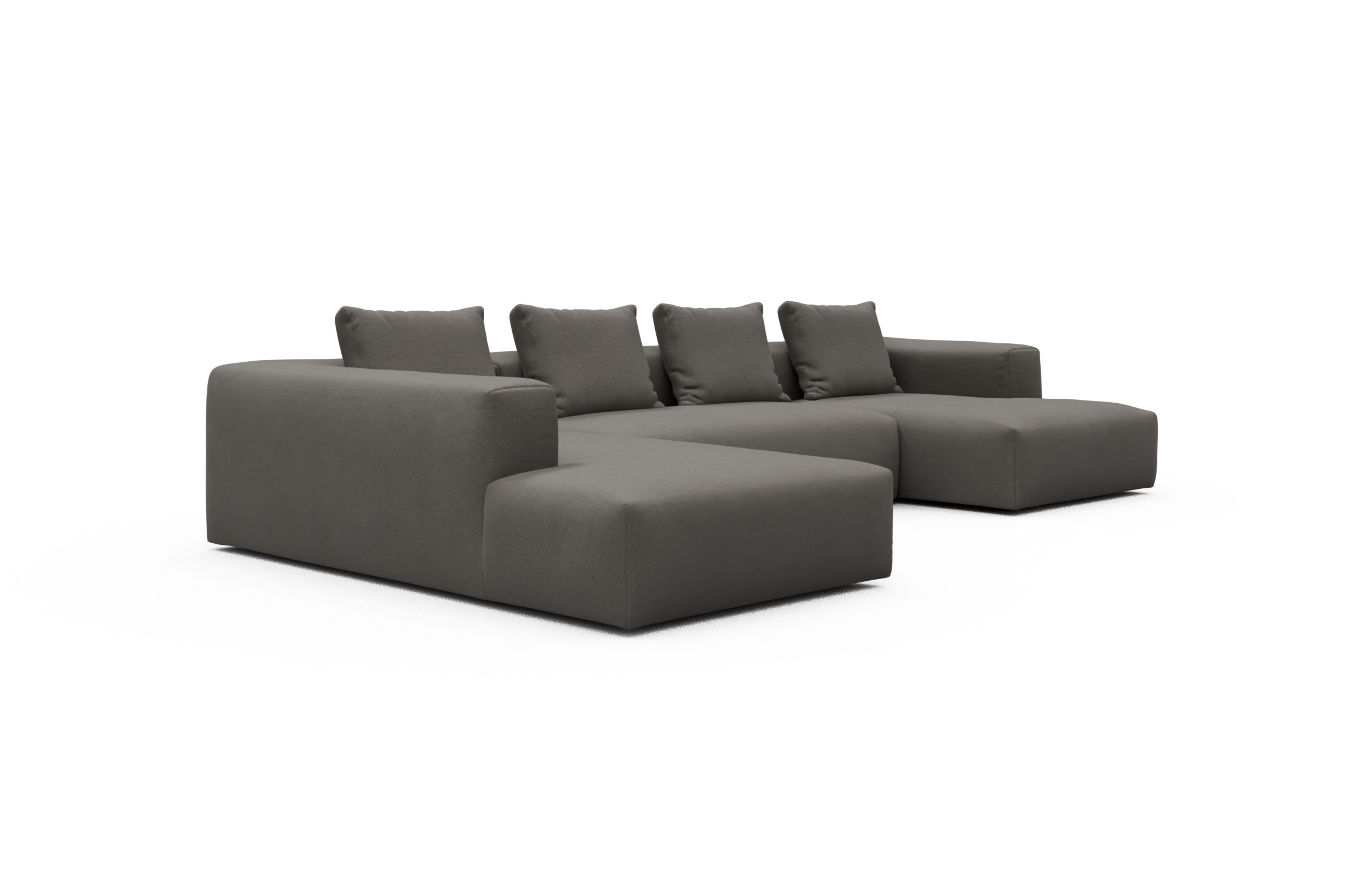 Wohnlandschaft Fred Relax-Ecke links mit 2-Sitzer und Chaiselongue rechts Strukturierter Stoff Satya 446-Taupe-Brown