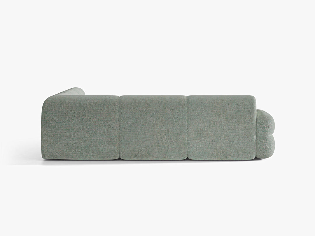 Micadoni Neo Modulares Ecksofa 7-Sitzer Chenille SILENCIO Gedämpftes Blau