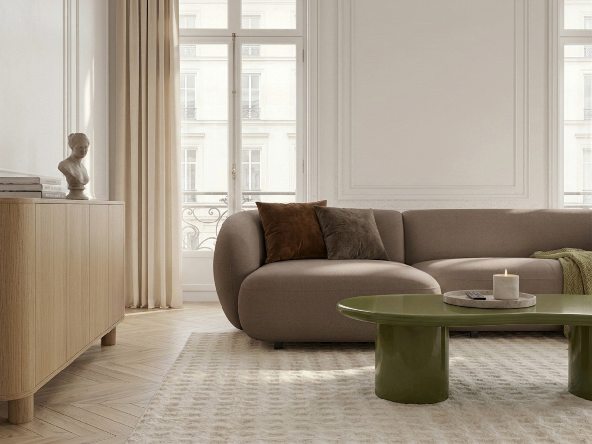 Bobochic Halo Ecksofa mit Schlaffunktion Stoff Taupe Ecke links