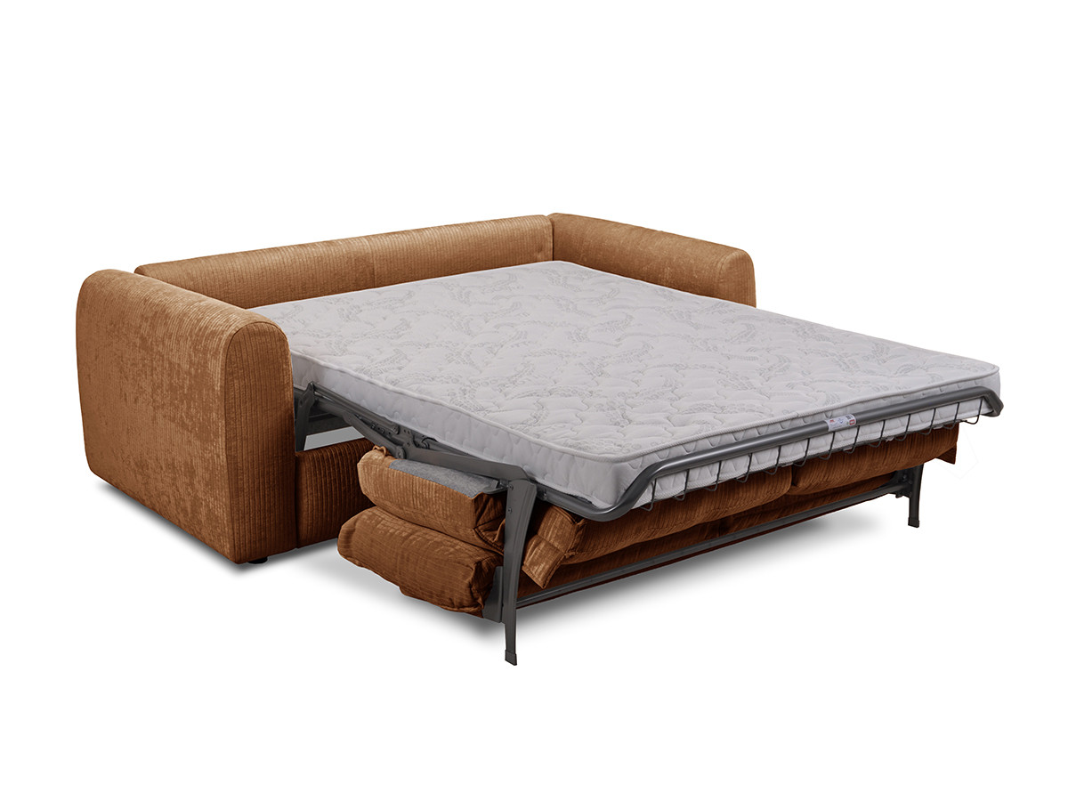 Bobochic Archi Schlafsofa 3-Sitzer Cordsamt Orange, Liegefläche 140 × 190 cm
