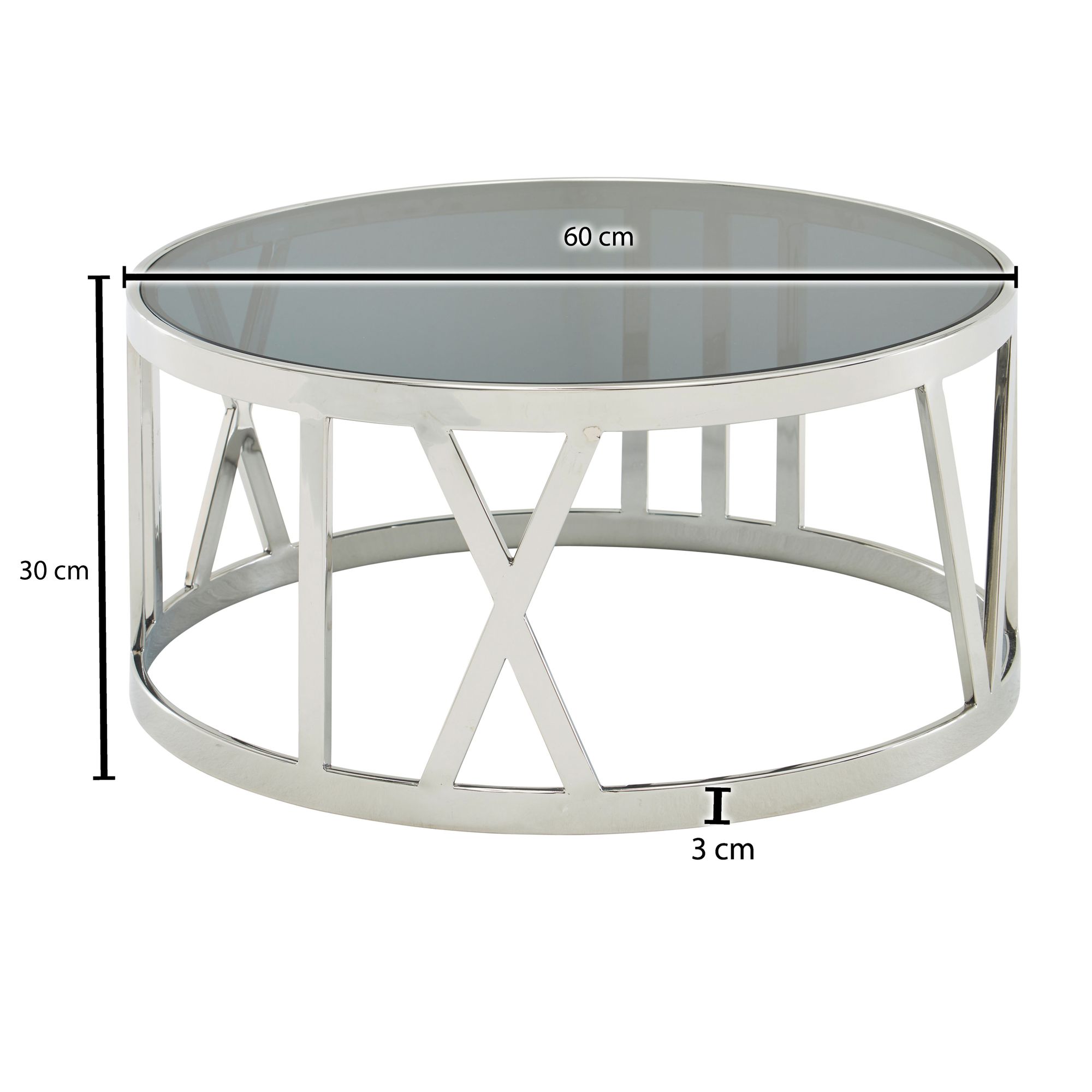 Couchtisch Vidimyri Glas Silber Ø 60 cm