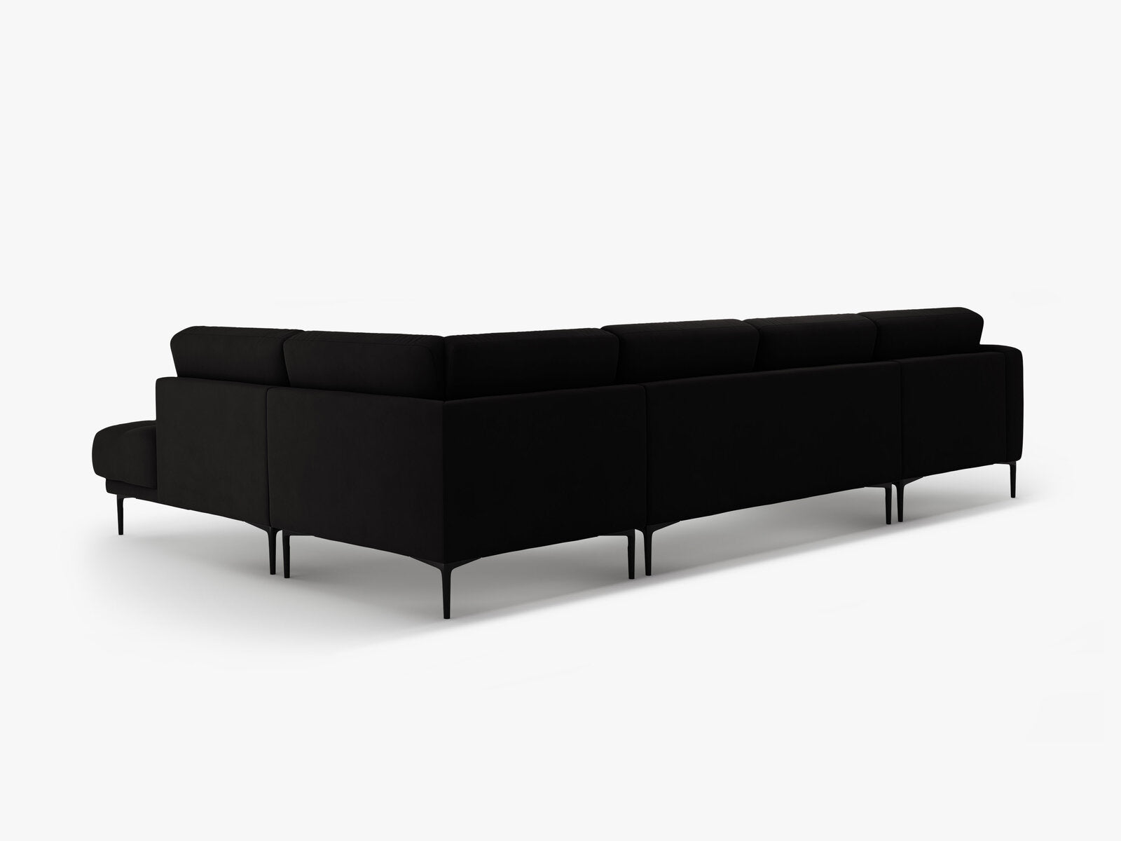 Micadoni Panorama Ecksofa Bemy 7-Sitzer Rechts Samt Schwarz