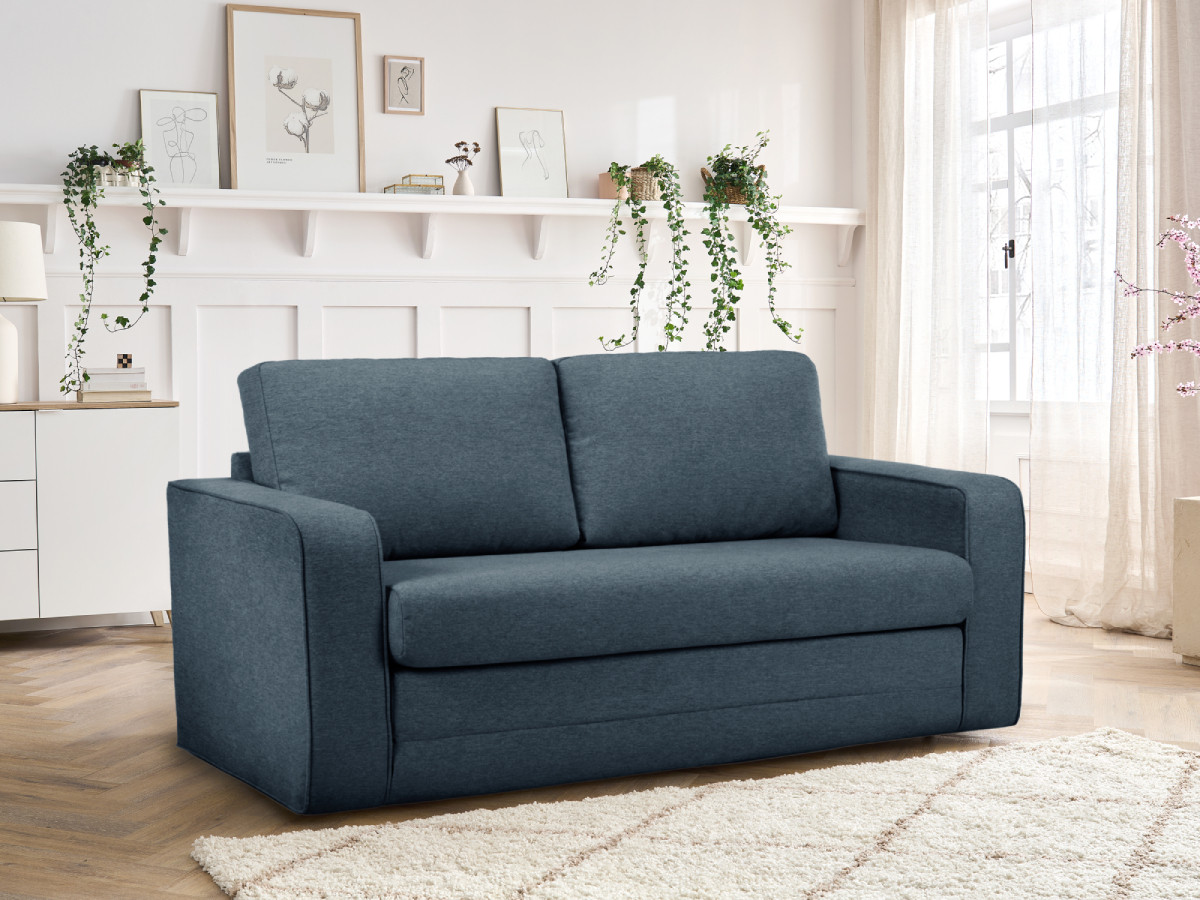 Bobochic Come Schlafsofa 2-Sitzer Melange-Stoff Dunkelblau