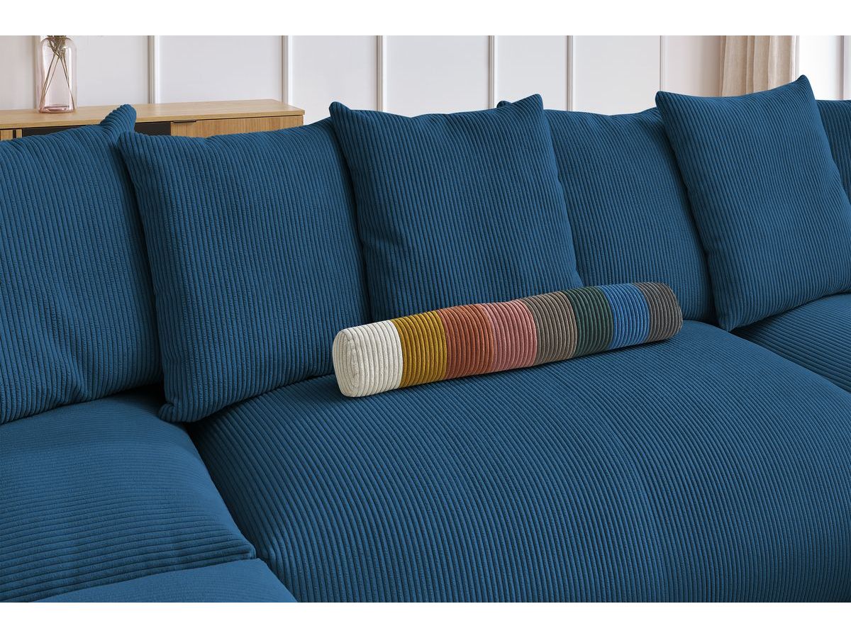 Bobochic Voltaire Wohnlandschaft mit Pouf 356 × 214 cm Cordsamt Dunkelblau Ecke rechts