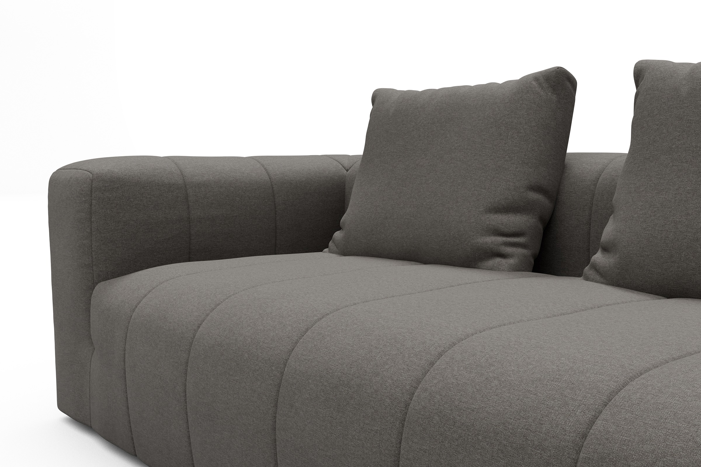 Ecksofa Hugo 2,5-Sitzer Armlehne links mit Chaiselongue Satya-Taupe