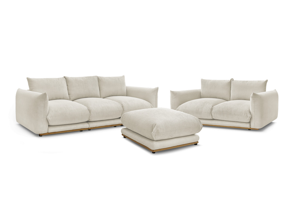 Bobochic Ernest Sofa 5-Sitzer mit Pouf Cordsamt Beige