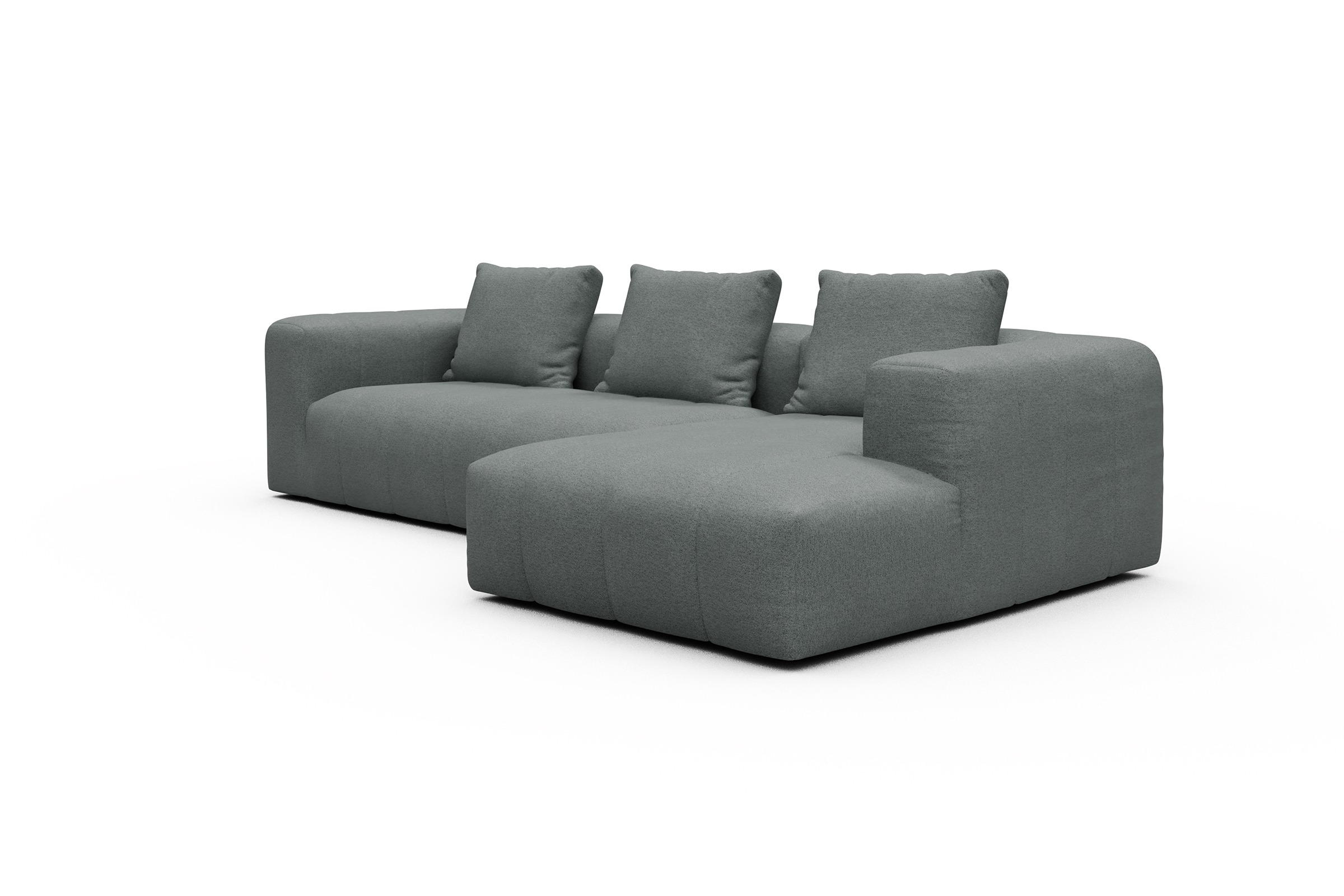 Ecksofa Hugo 2,5-Sitzer Armlehne links mit Chaiselongue Denari-Soft-Grey