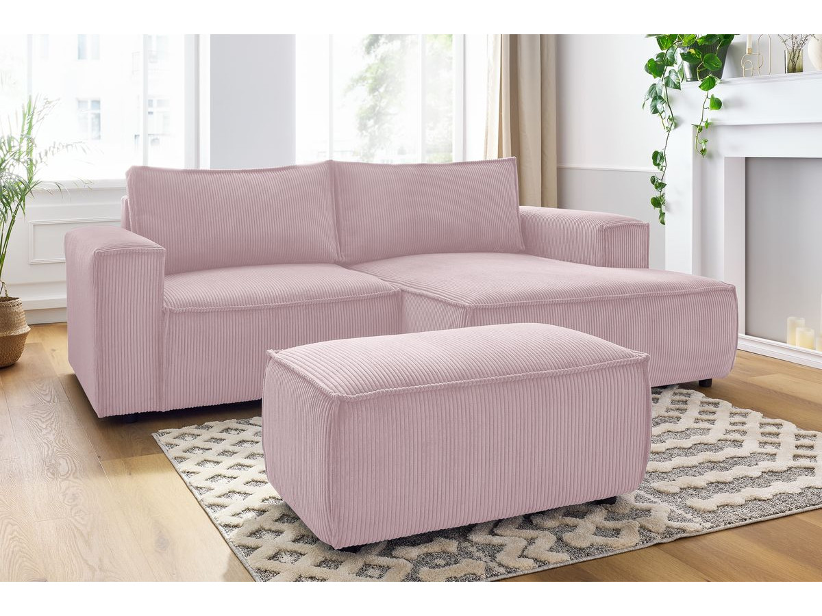 Bobochic Nihad Ecksofa mit Pouf Cordsamt Violett Ecke rechts
