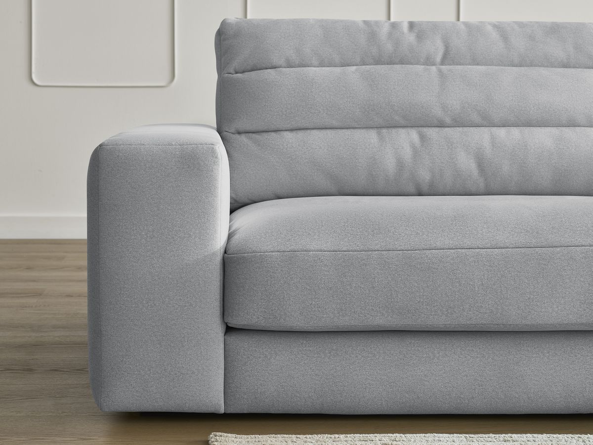 Bobochic Sierra Ecksofa mit Pouf Samt Hellgrau Ecke rechts