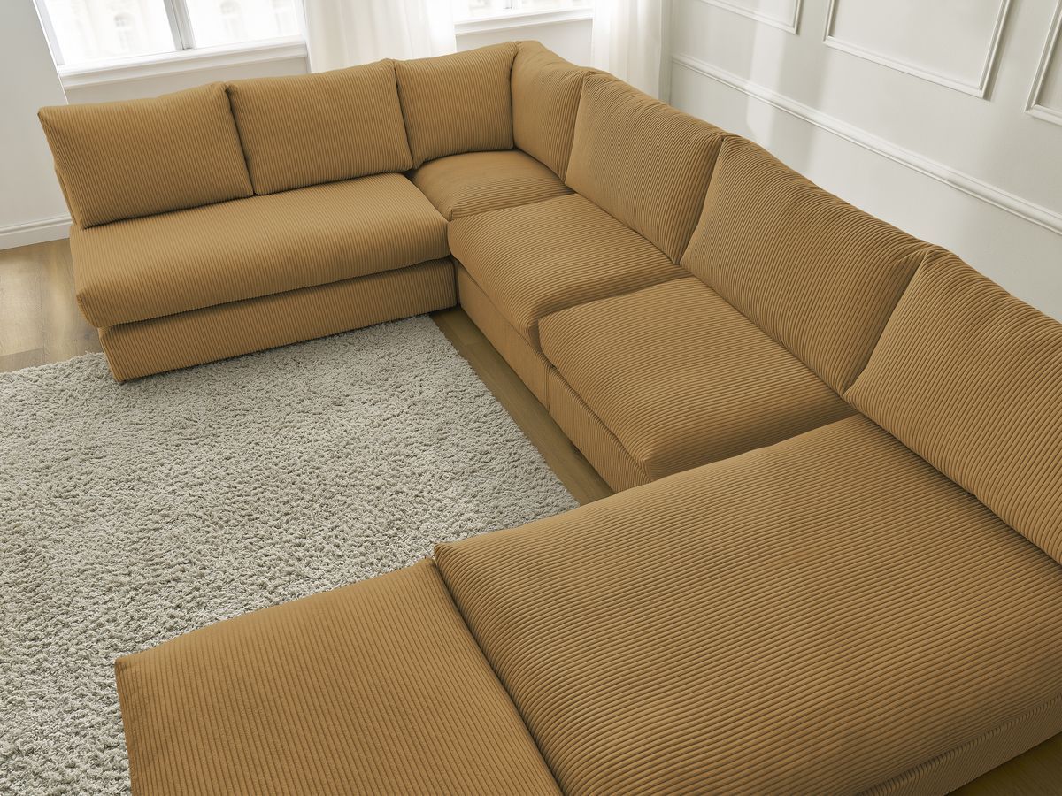Bobochic Paris Ecksofa mit Pouf 369 × 167 cm Cordsamt Gelb