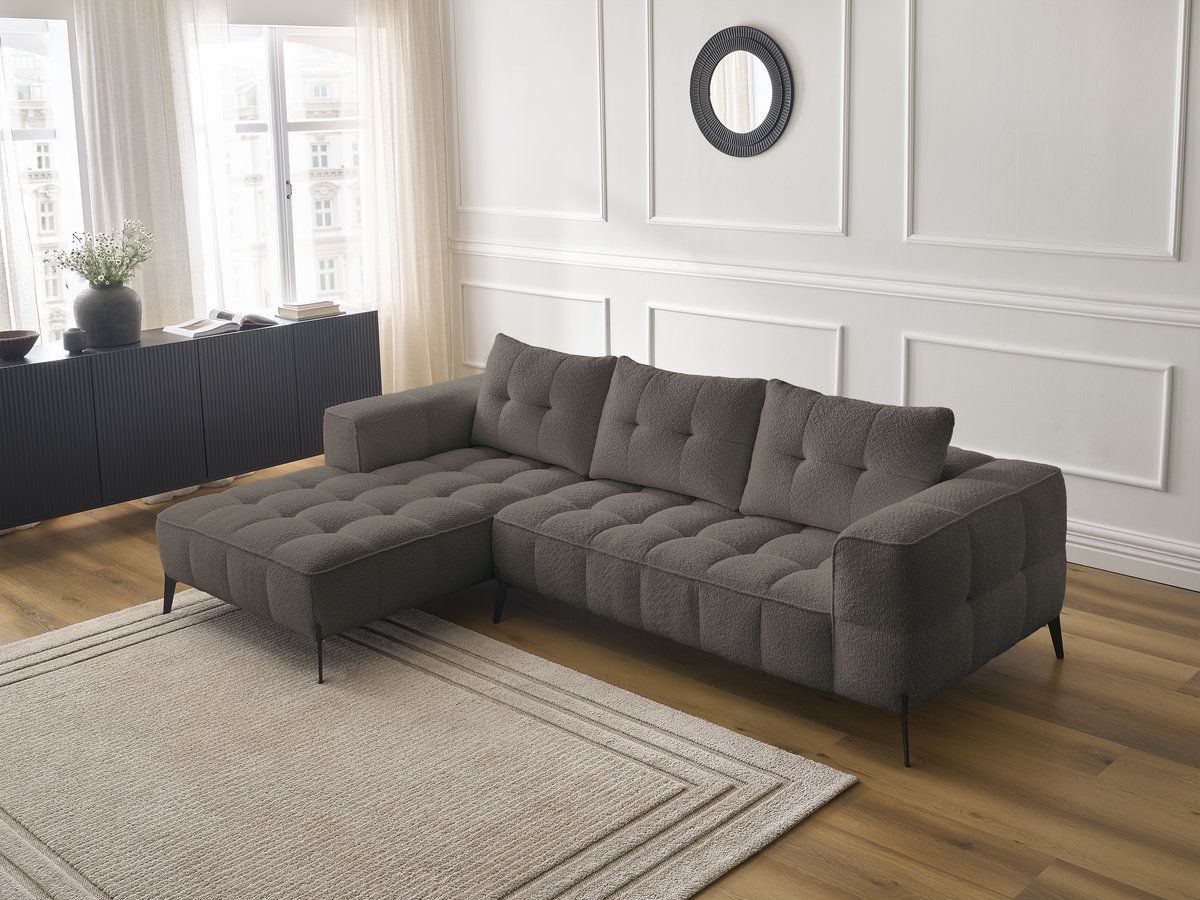 Bobochic Anis Ecksofa Bouclé-Stoff Braun Ecke links
