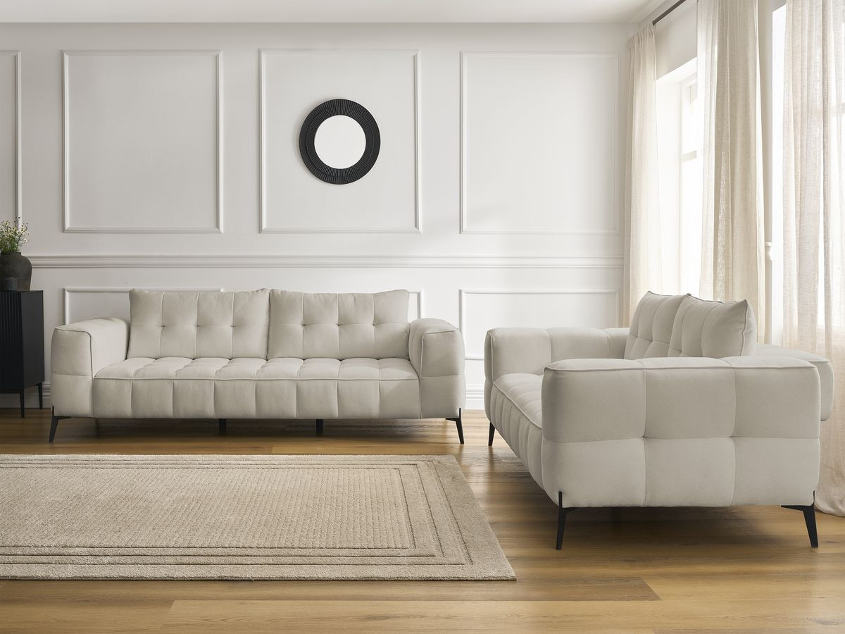 Bobochic Anis Sofa-Set 3- und 2-Sitzer Strukturstoff Beige